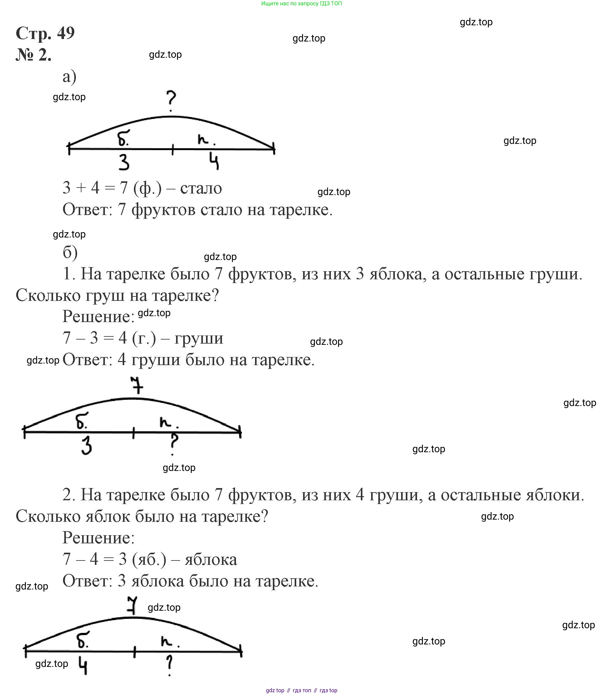 Математика, 1 класс рабочая тетрадь, автор: Петерсон Людмила Георгиевна, издательство Просвещение, Москва, 2020, жёлтого цвета, Часть 2, страница 49, номер 2, Решение 2020-2022