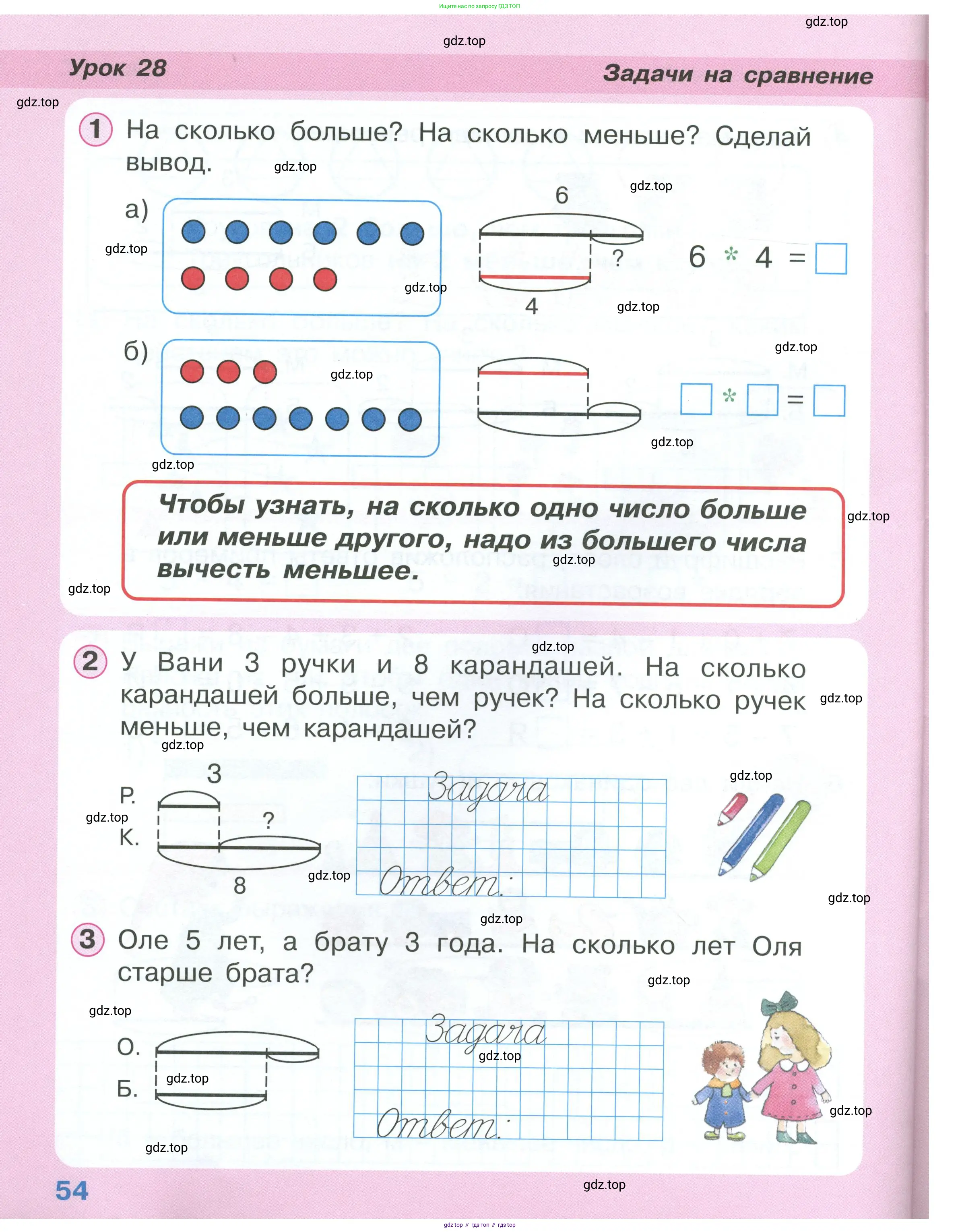 Математика, 1 класс учебное пособие - тетрадь, автор: Петерсон Людмила Георгиевна, издательство Просвещение, Москва, 2024, жёлтого цвета, Часть 1, страница 54