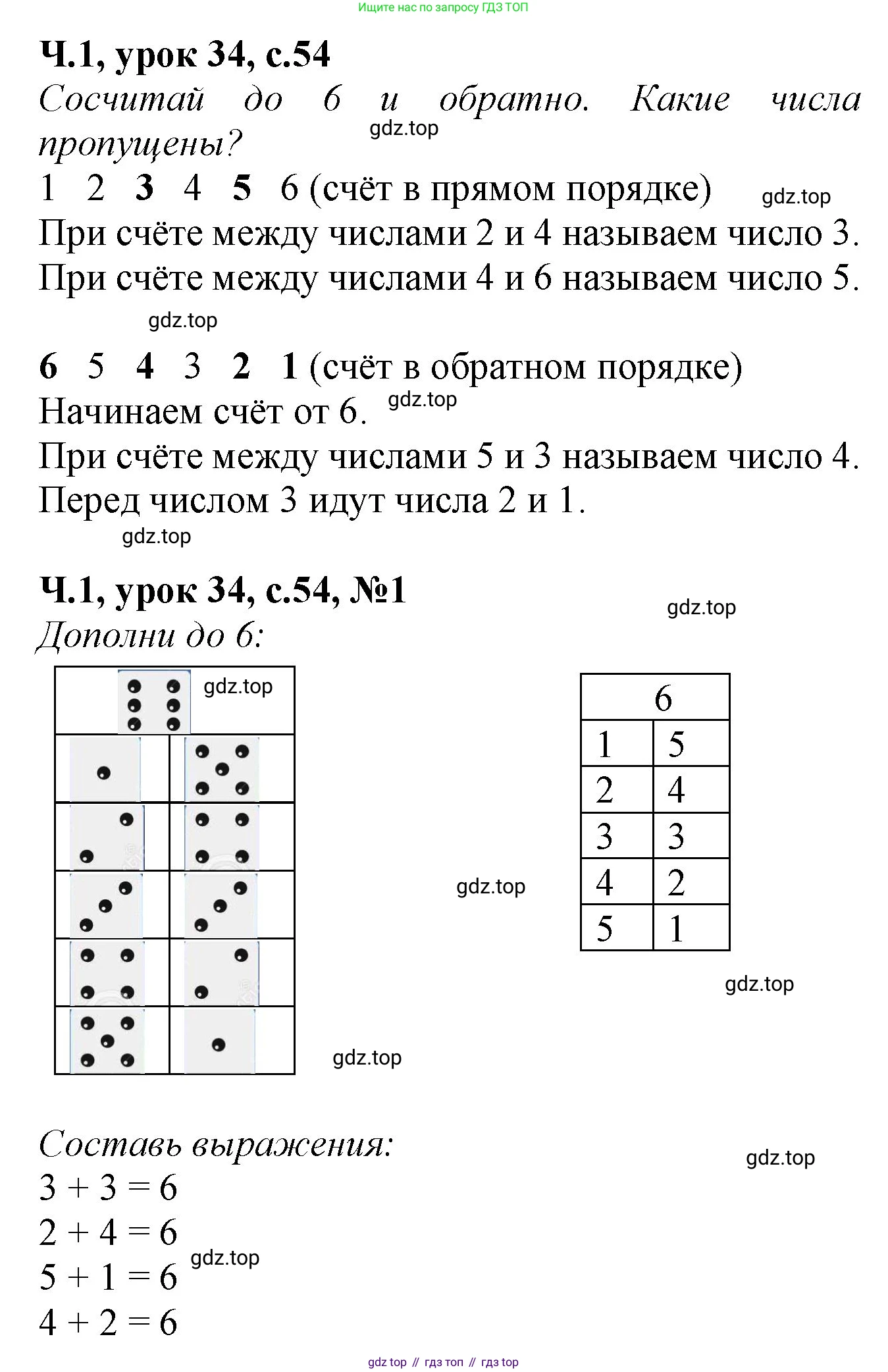 Математика, 1 класс учебное пособие - тетрадь, автор: Петерсон Людмила Георгиевна, издательство Просвещение, Москва, 2024, жёлтого цвета, Часть 1, страница 54, номер 1, Решение (2021-2022)