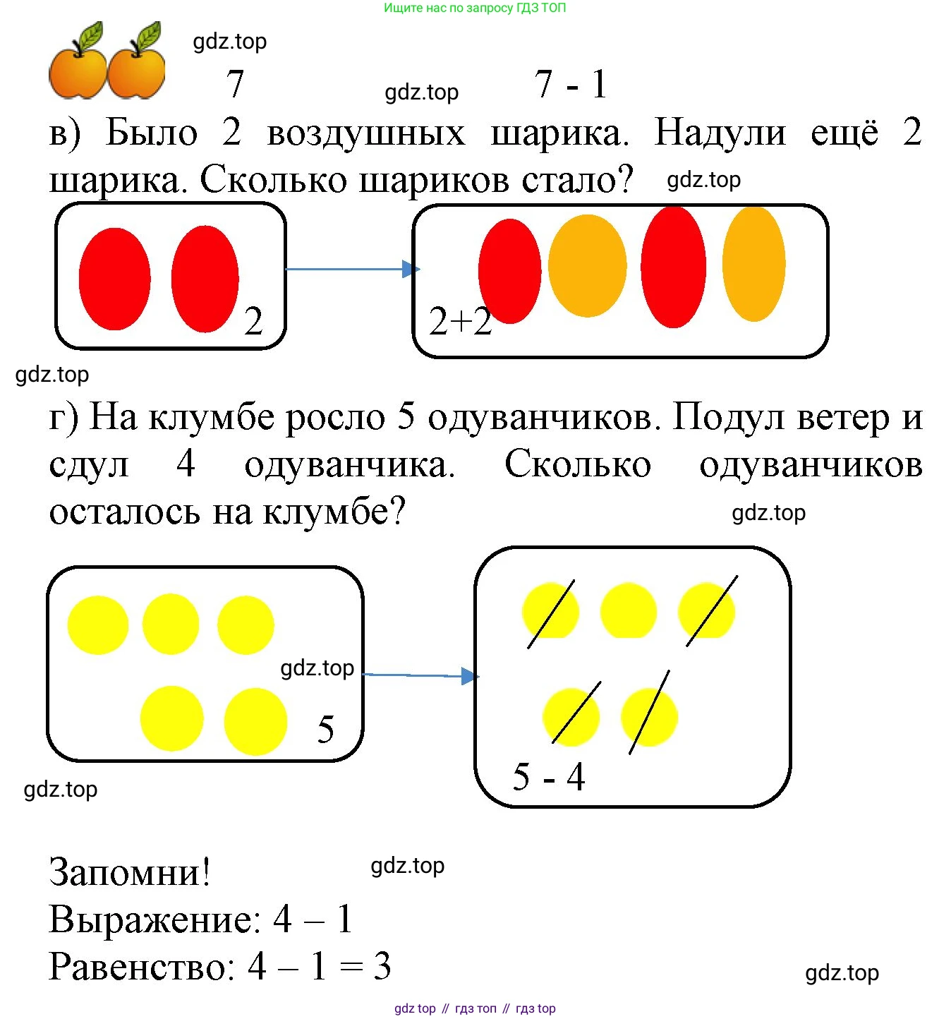Математика, 1 класс учебное пособие - тетрадь, автор: Петерсон Людмила Георгиевна, издательство Просвещение, Москва, 2024, жёлтого цвета, Часть 2, страница 6, номер 1, Решение (2021-2022) (продолжение 2)