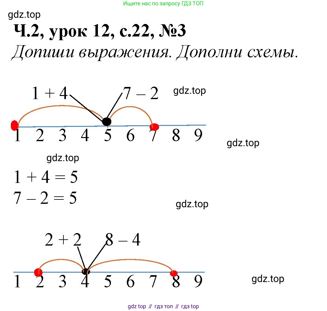 Математика, 1 класс учебное пособие - тетрадь, автор: Петерсон Людмила Георгиевна, издательство Просвещение, Москва, 2024, жёлтого цвета, Часть 2, страница 22, номер 3, Решение (2021-2022)