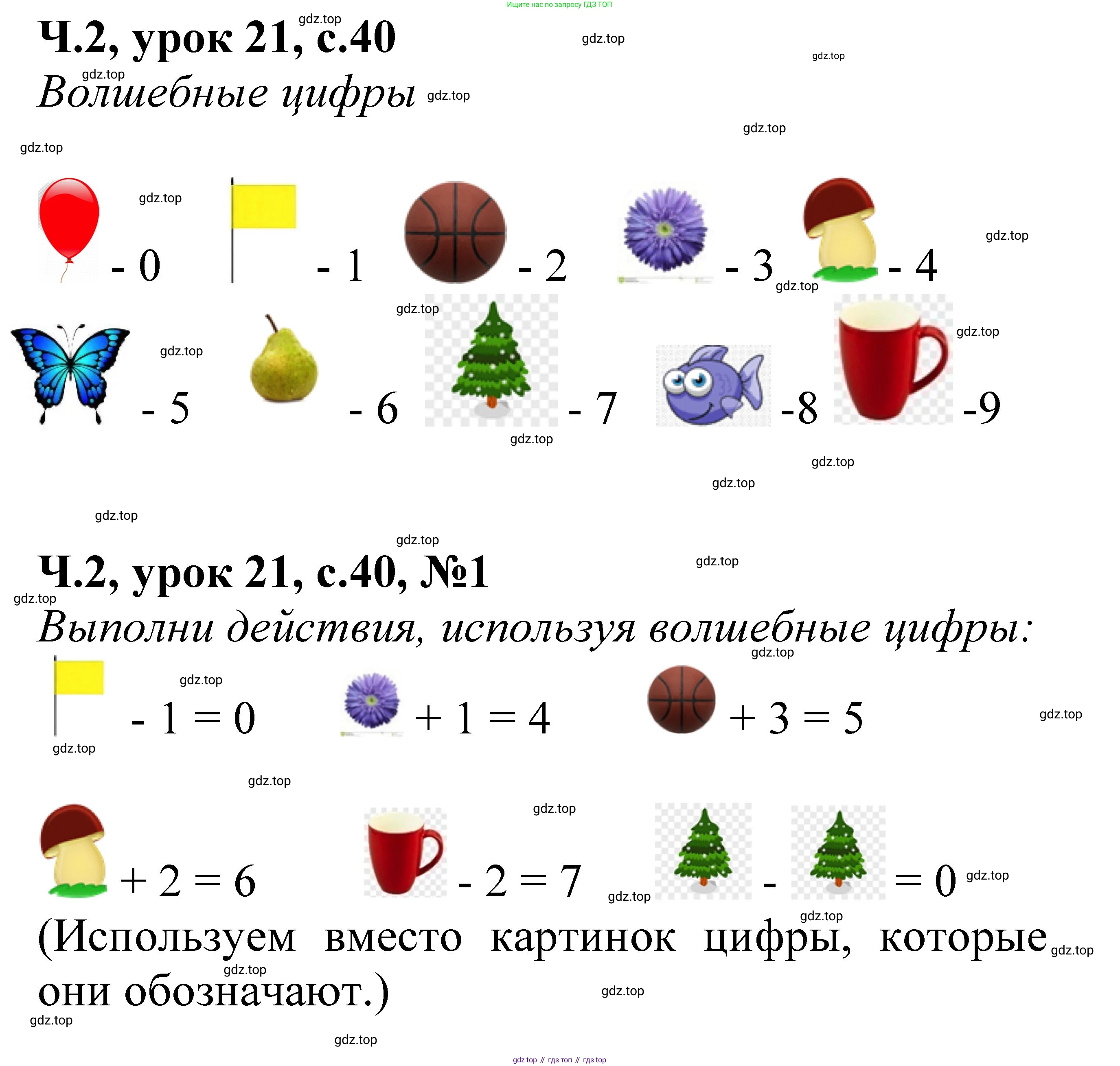 Математика, 1 класс учебное пособие - тетрадь, автор: Петерсон Людмила Георгиевна, издательство Просвещение, Москва, 2024, жёлтого цвета, Часть 2, страница 40, номер 1, Решение (2021-2022)