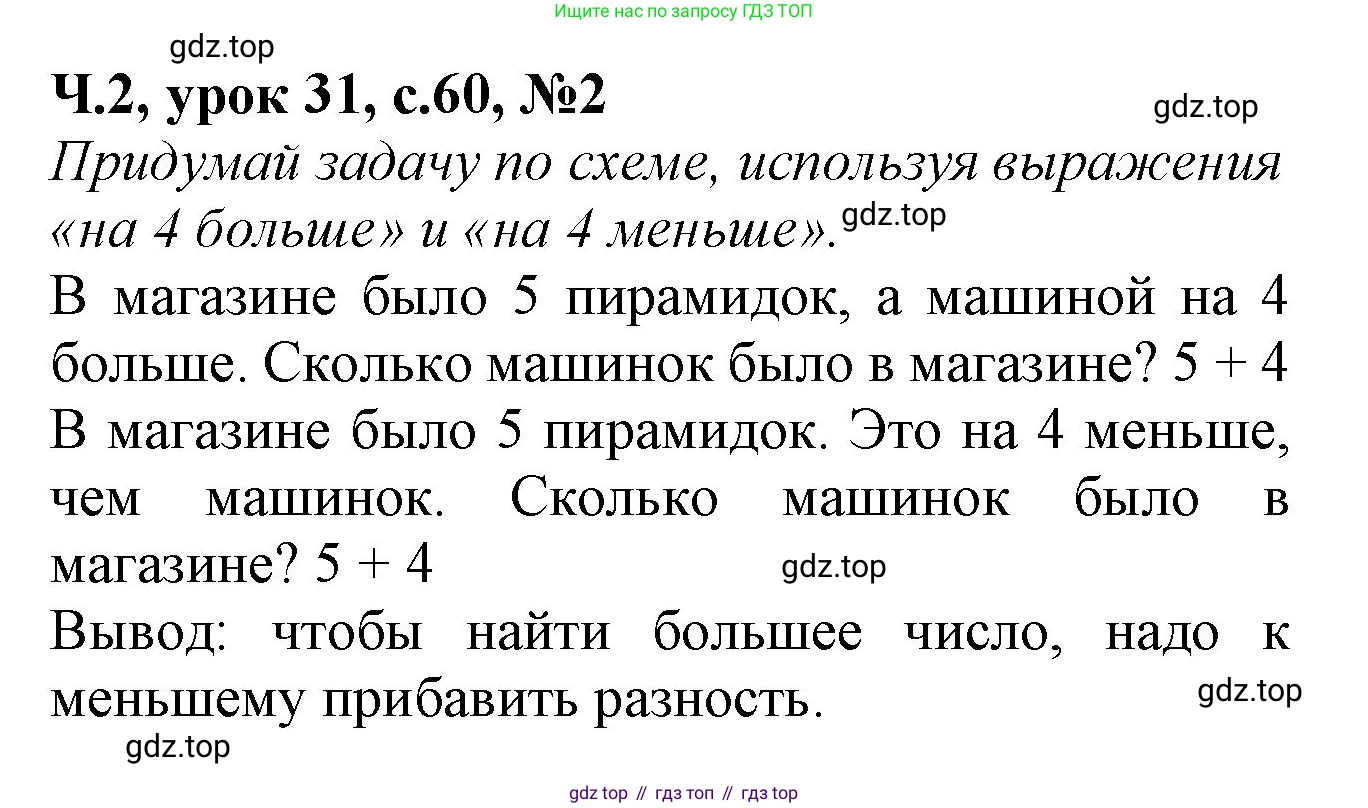 Математика, 1 класс учебное пособие - тетрадь, автор: Петерсон Людмила Георгиевна, издательство Просвещение, Москва, 2024, жёлтого цвета, Часть 2, страница 60, номер 2, Решение (2021-2022)