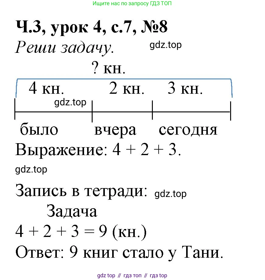 Математика, 1 класс учебное пособие - тетрадь, автор: Петерсон Людмила Георгиевна, издательство Просвещение, Москва, 2024, жёлтого цвета, Часть 3, страница 7, номер 8, Решение (2021-2022)