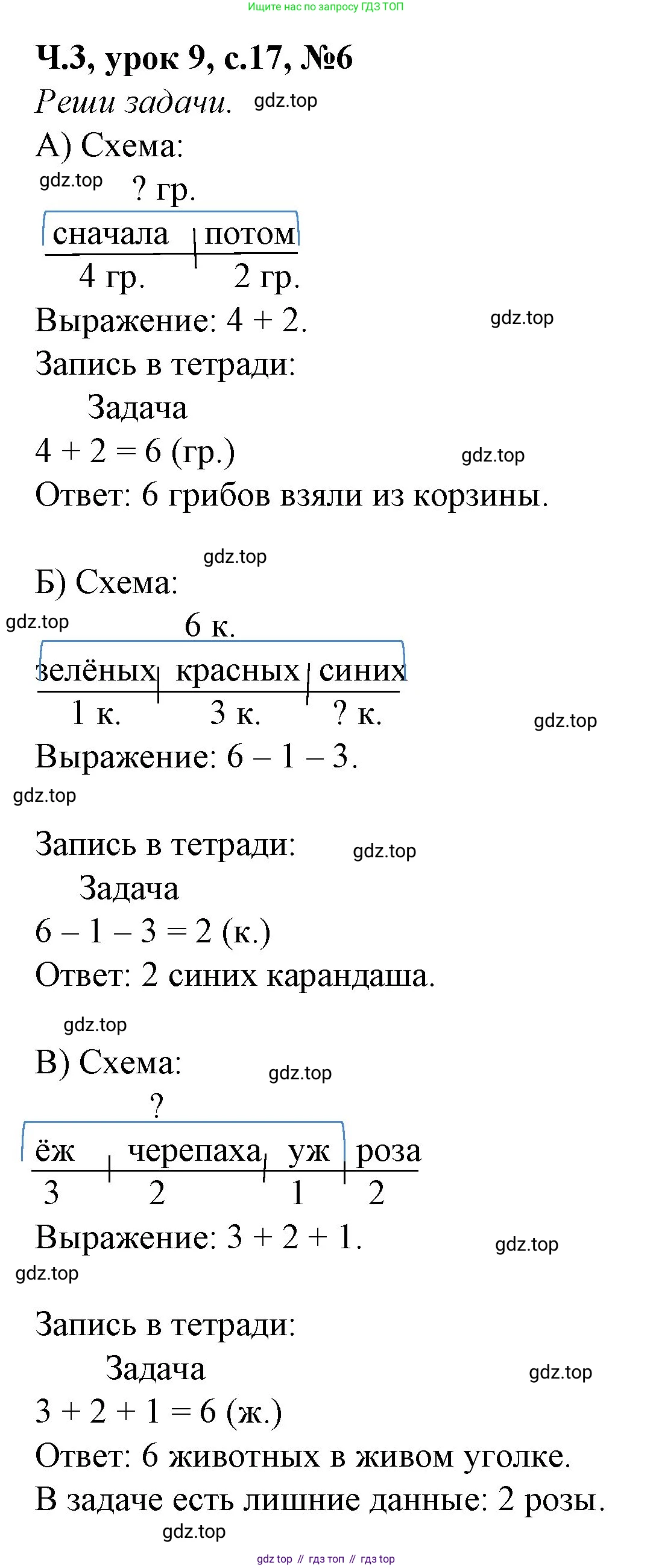 Математика, 1 класс учебное пособие - тетрадь, автор: Петерсон Людмила Георгиевна, издательство Просвещение, Москва, 2024, жёлтого цвета, Часть 3, страница 17, номер 6, Решение (2021-2022)