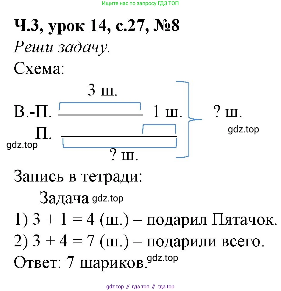 Математика, 1 класс учебное пособие - тетрадь, автор: Петерсон Людмила Георгиевна, издательство Просвещение, Москва, 2024, жёлтого цвета, Часть 3, страница 27, номер 8, Решение (2021-2022)
