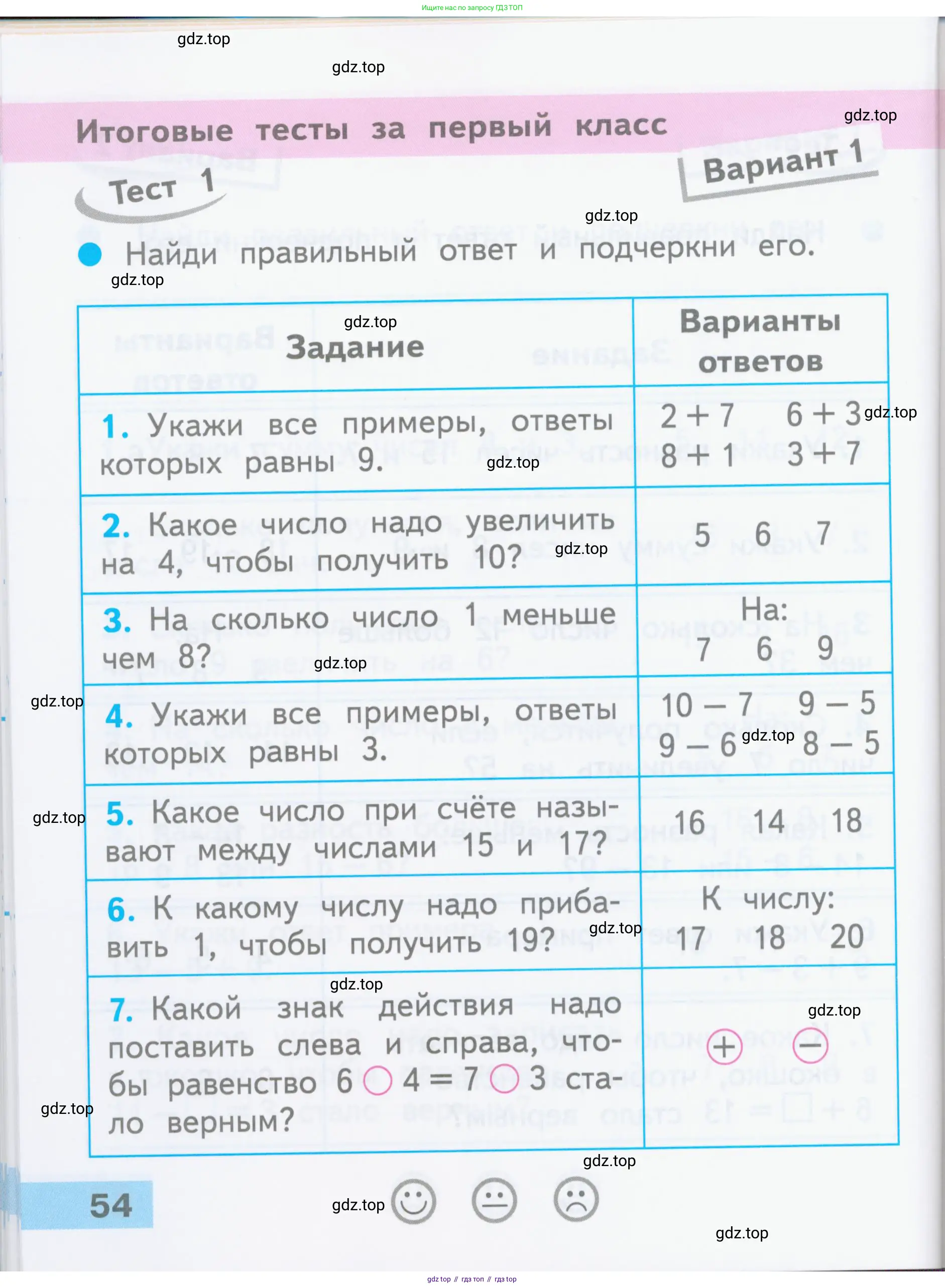 Математика, 1 класс Проверочные работы, автор: Волкова Светлана Ивановна, издательство Просвещение, Москва, 2023, белого цвета, страница 54