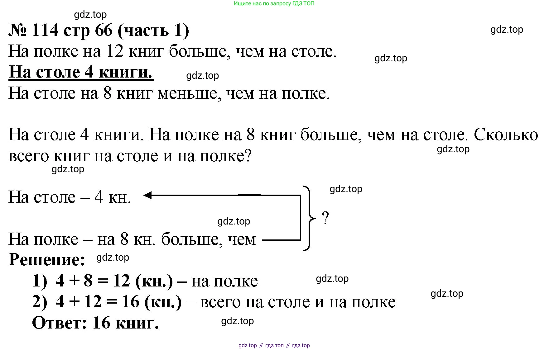 ГДЗ Математика, 2 класс рабочая тетрадь, авторы: Моро Мария Игнатьевна, Волкова К В, издательство Просвещение, Москва, 2023, белого цвета, Часть 1, страница 66, номер 114, Решение