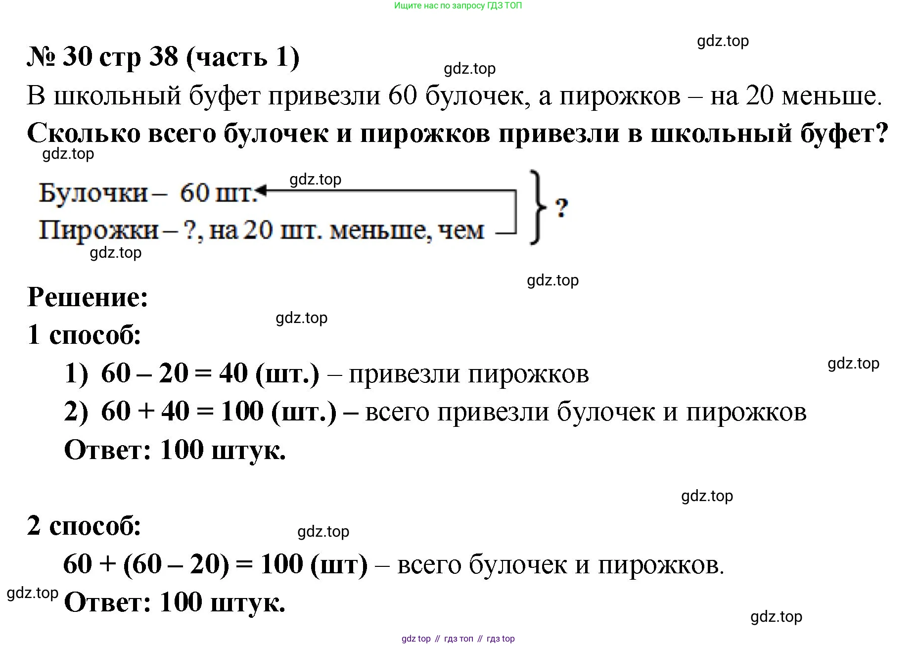ГДЗ Математика, 2 класс рабочая тетрадь, авторы: Моро Мария Игнатьевна, Волкова К В, издательство Просвещение, Москва, 2023, белого цвета, Часть 1, страница 38, номер 30, Решение