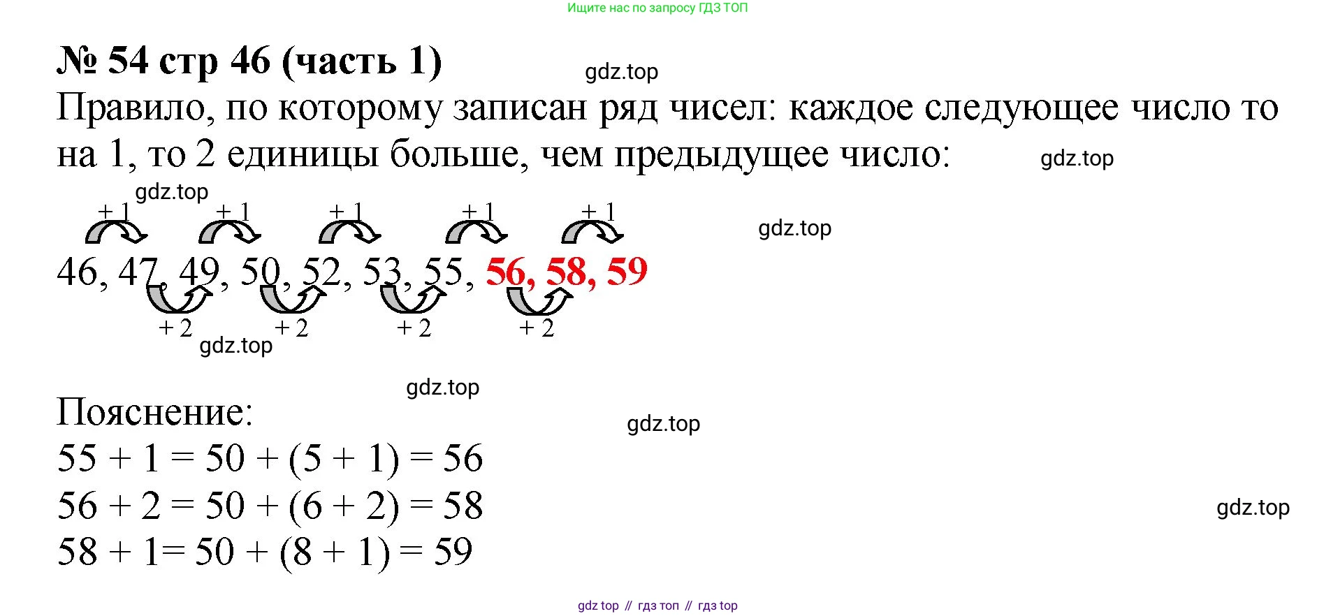 ГДЗ Математика, 2 класс рабочая тетрадь, авторы: Моро Мария Игнатьевна, Волкова К В, издательство Просвещение, Москва, 2023, белого цвета, Часть 1, страница 46, номер 54, Решение