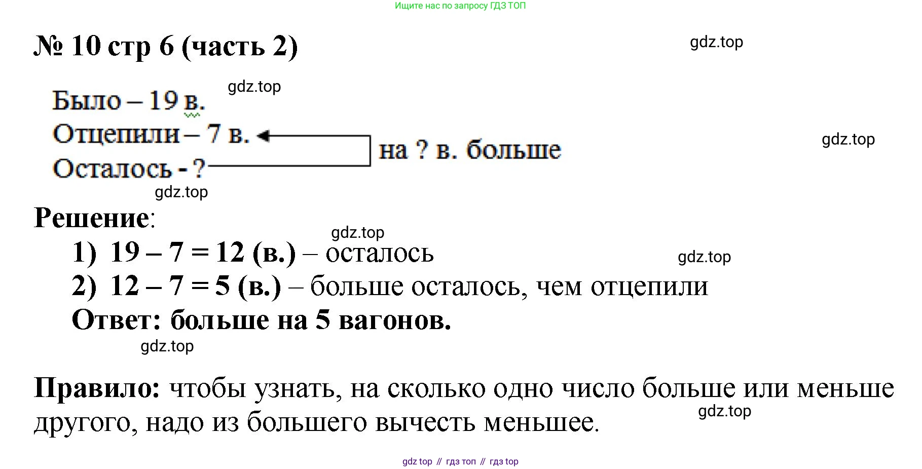 ГДЗ Математика, 2 класс рабочая тетрадь, авторы: Моро Мария Игнатьевна, Волкова К В, издательство Просвещение, Москва, 2023, белого цвета, Часть 2, страница 6, номер 10, Решение