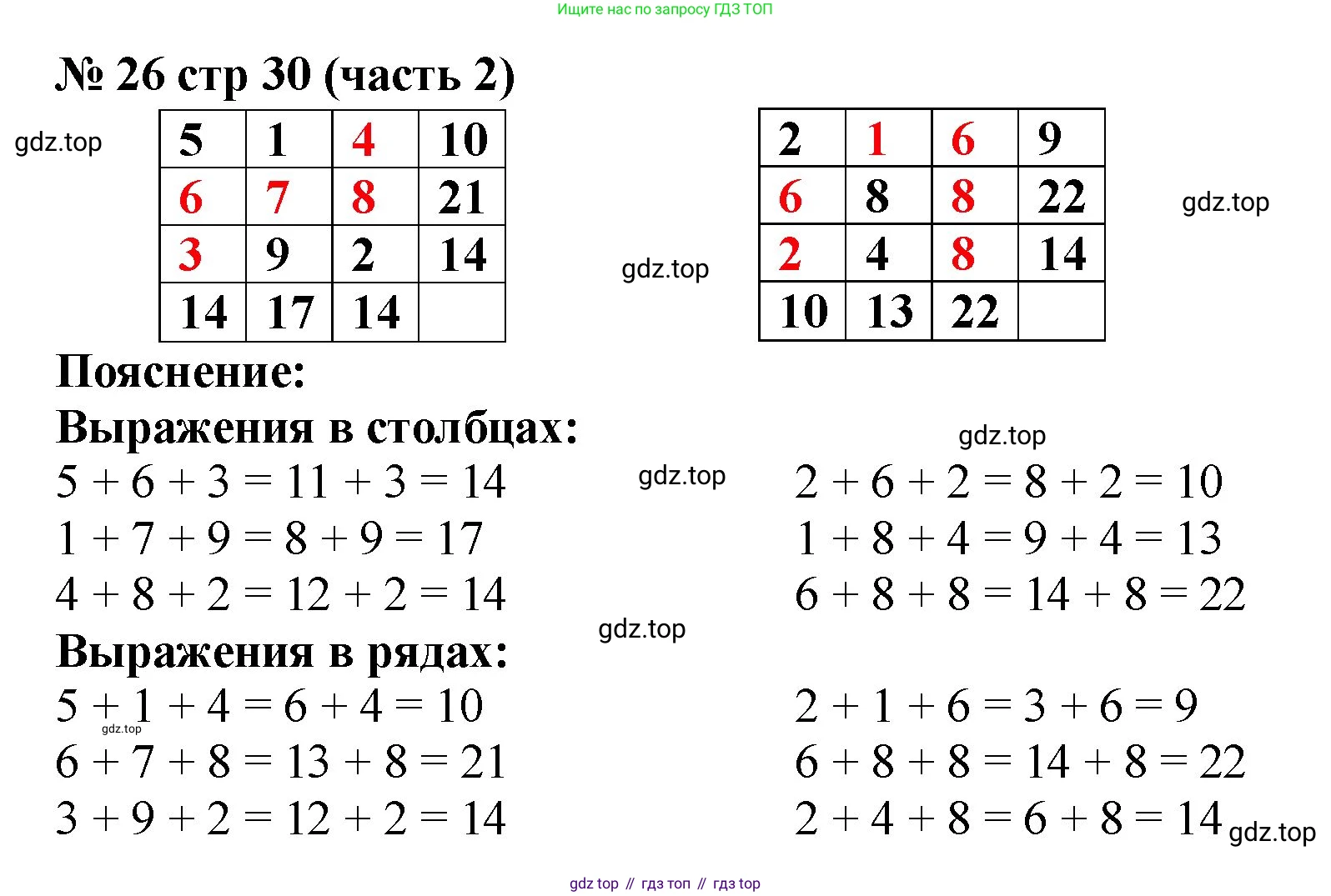 ГДЗ Математика, 2 класс рабочая тетрадь, авторы: Моро Мария Игнатьевна, Волкова К В, издательство Просвещение, Москва, 2023, белого цвета, Часть 2, страница 30, номер 26, Решение