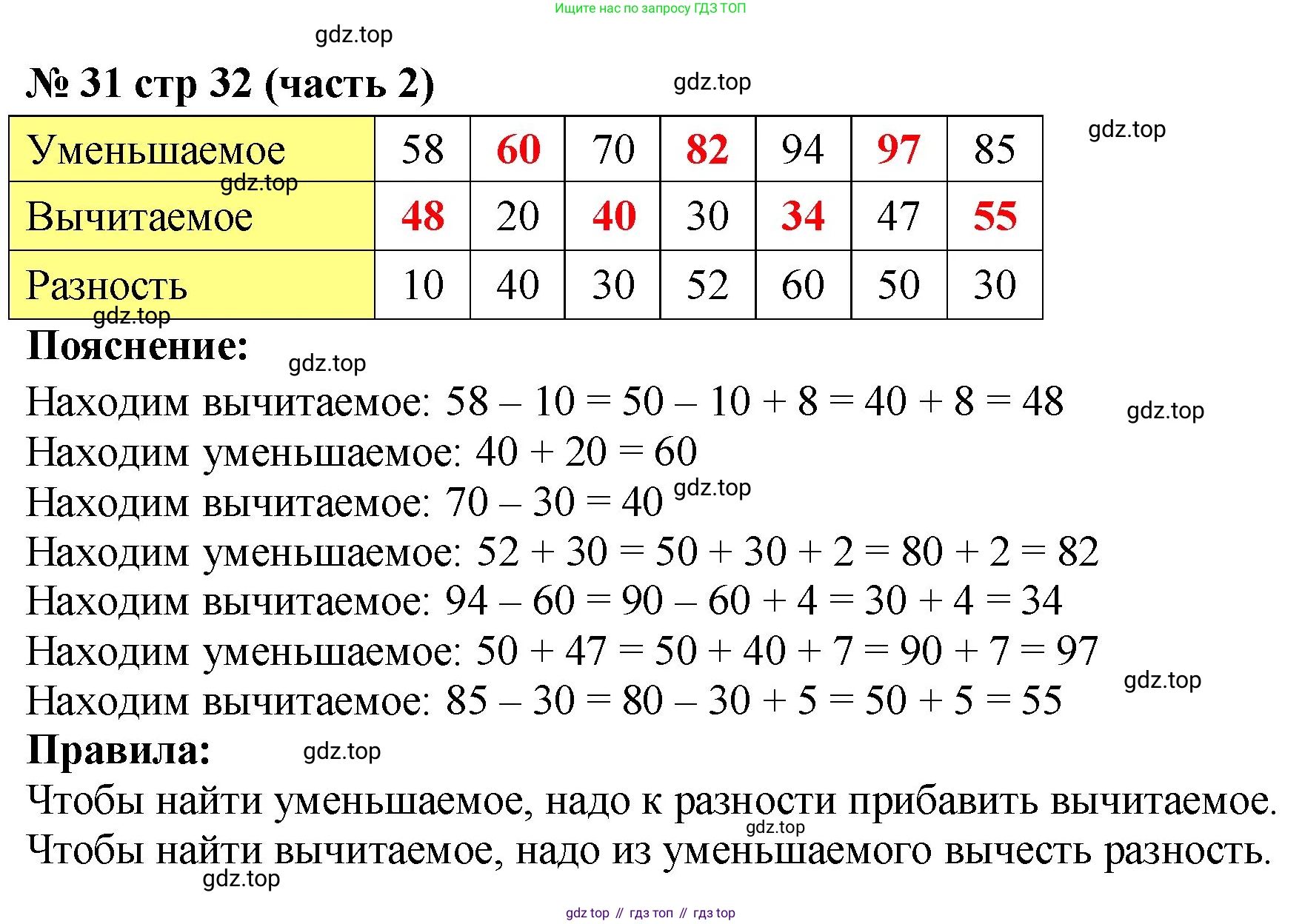ГДЗ Математика, 2 класс рабочая тетрадь, авторы: Моро Мария Игнатьевна, Волкова К В, издательство Просвещение, Москва, 2023, белого цвета, Часть 2, страница 32, номер 31, Решение