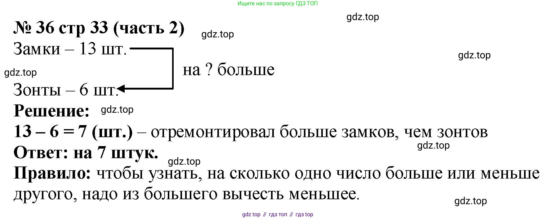 ГДЗ Математика, 2 класс рабочая тетрадь, авторы: Моро Мария Игнатьевна, Волкова К В, издательство Просвещение, Москва, 2023, белого цвета, Часть 2, страница 33, номер 36, Решение