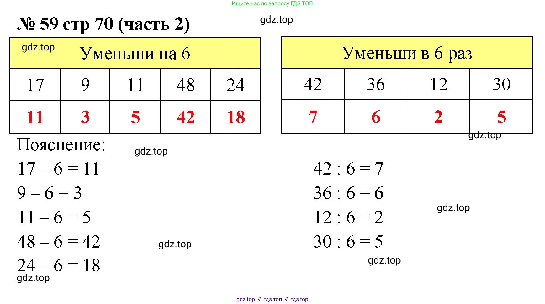 ГДЗ Математика, 2 класс рабочая тетрадь, авторы: Моро Мария Игнатьевна, Волкова К В, издательство Просвещение, Москва, 2023, белого цвета, Часть 2, страница 70, номер 59, Решение