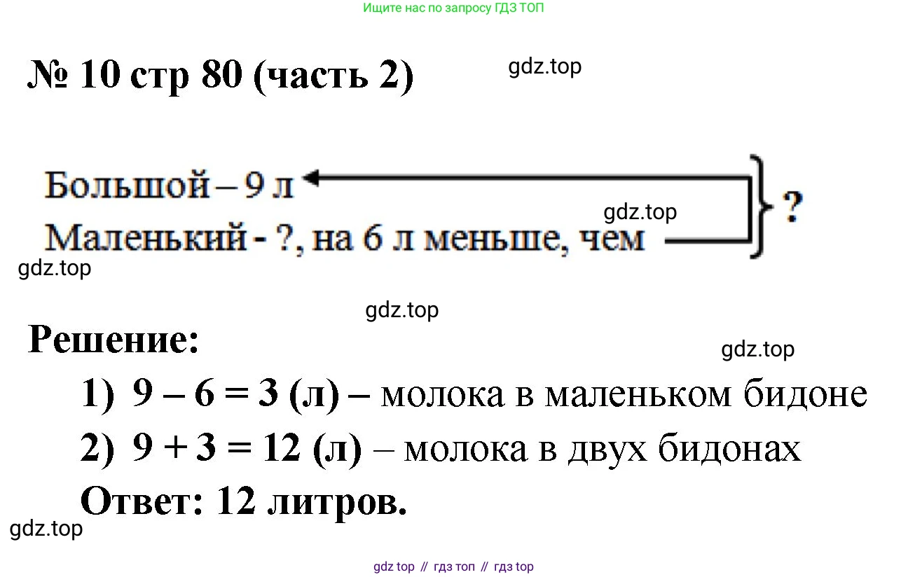 ГДЗ Математика, 2 класс рабочая тетрадь, авторы: Моро Мария Игнатьевна, Волкова К В, издательство Просвещение, Москва, 2023, белого цвета, Часть 2, страница 80, номер 10, Решение