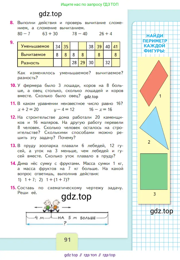 Математика, 2 класс Учебник, авторы: Моро Мария Игнатьевна, Бантова Мария Александровна, Бельтюкова Галина Васильевна, Волкова Светлана Ивановна, Степанова Светлана Вячеславовна, издательство Просвещение, Москва, 2023, белого цвета, Часть 1, страница 91