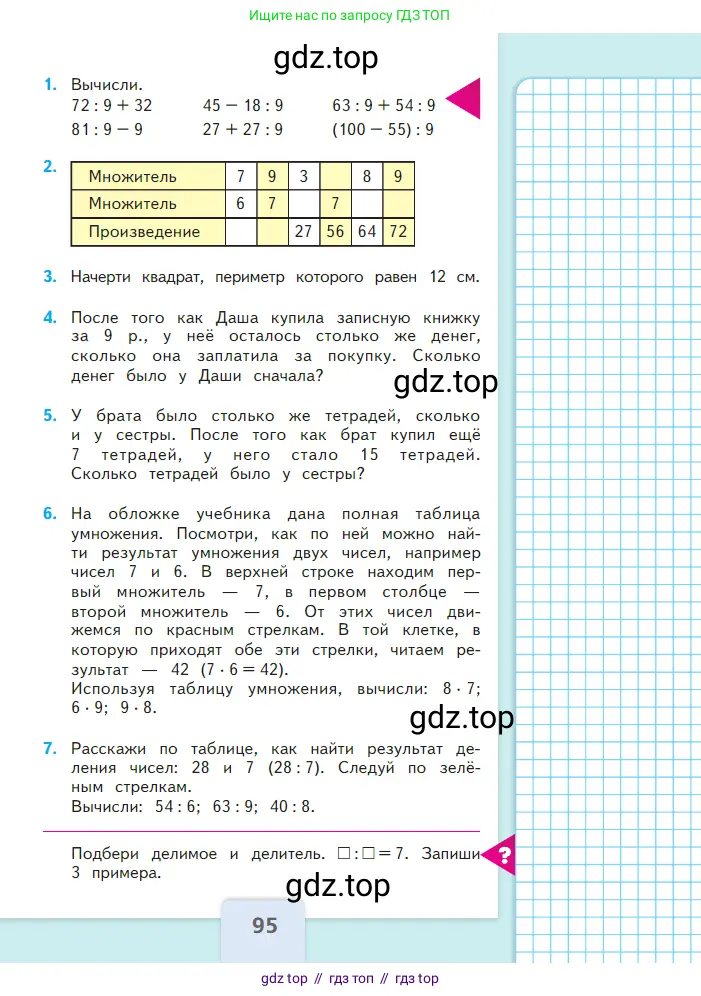 Математика, 2 класс Учебник, авторы: Моро Мария Игнатьевна, Бантова Мария Александровна, Бельтюкова Галина Васильевна, Волкова Светлана Ивановна, Степанова Светлана Вячеславовна, издательство Просвещение, Москва, 2023, белого цвета, Часть 1, страница 95