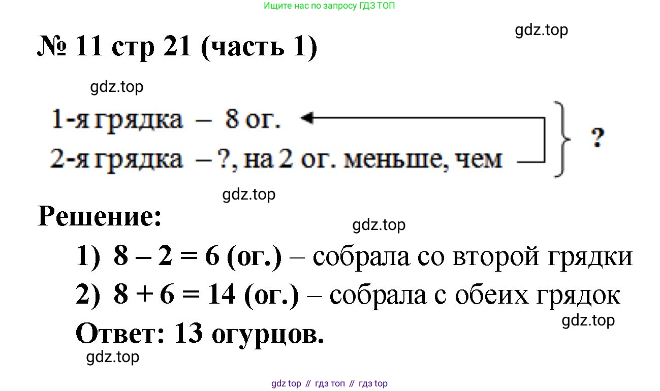 Математика, 2 класс Учебник, авторы: Моро Мария Игнатьевна, Бантова Мария Александровна, Бельтюкова Галина Васильевна, Волкова Светлана Ивановна, Степанова Светлана Вячеславовна, издательство Просвещение, Москва, 2023, белого цвета, Часть 1, страница 21, номер 11, Решение