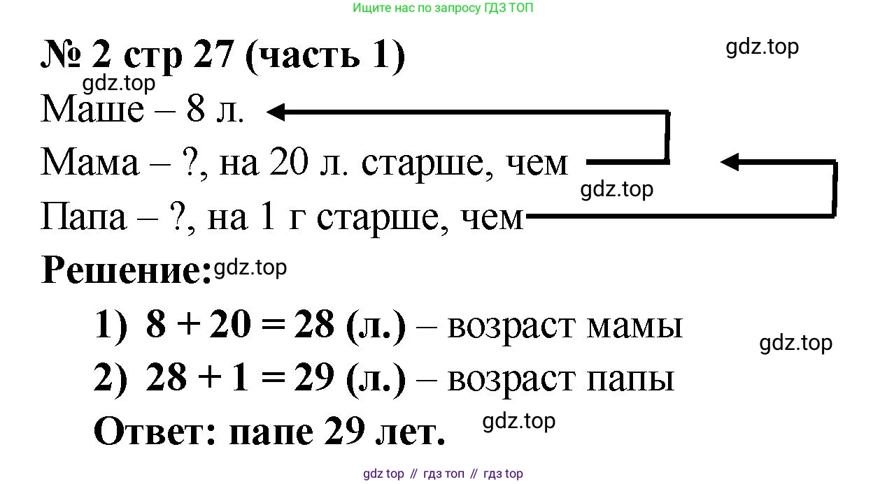 Математика, 2 класс Учебник, авторы: Моро Мария Игнатьевна, Бантова Мария Александровна, Бельтюкова Галина Васильевна, Волкова Светлана Ивановна, Степанова Светлана Вячеславовна, издательство Просвещение, Москва, 2023, белого цвета, Часть 1, страница 27, номер 2, Решение