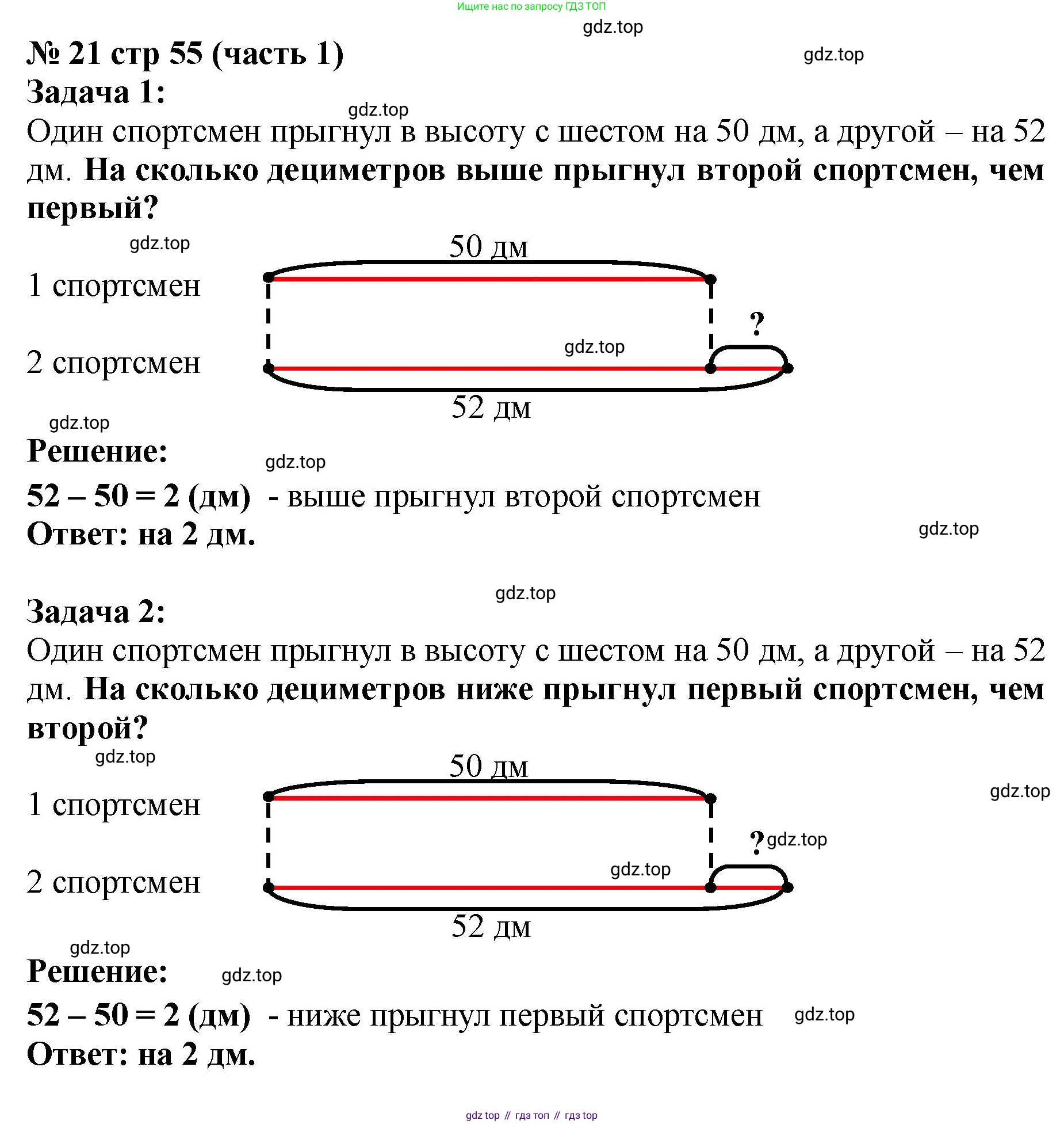 Математика, 2 класс Учебник, авторы: Моро Мария Игнатьевна, Бантова Мария Александровна, Бельтюкова Галина Васильевна, Волкова Светлана Ивановна, Степанова Светлана Вячеславовна, издательство Просвещение, Москва, 2023, белого цвета, Часть 1, страница 55, номер 21, Решение