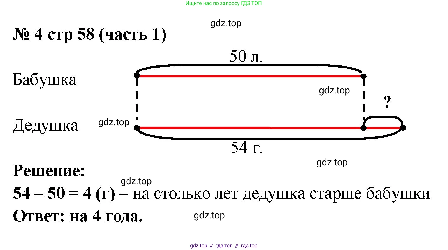 Математика, 2 класс Учебник, авторы: Моро Мария Игнатьевна, Бантова Мария Александровна, Бельтюкова Галина Васильевна, Волкова Светлана Ивановна, Степанова Светлана Вячеславовна, издательство Просвещение, Москва, 2023, белого цвета, Часть 1, страница 58, номер 4, Решение