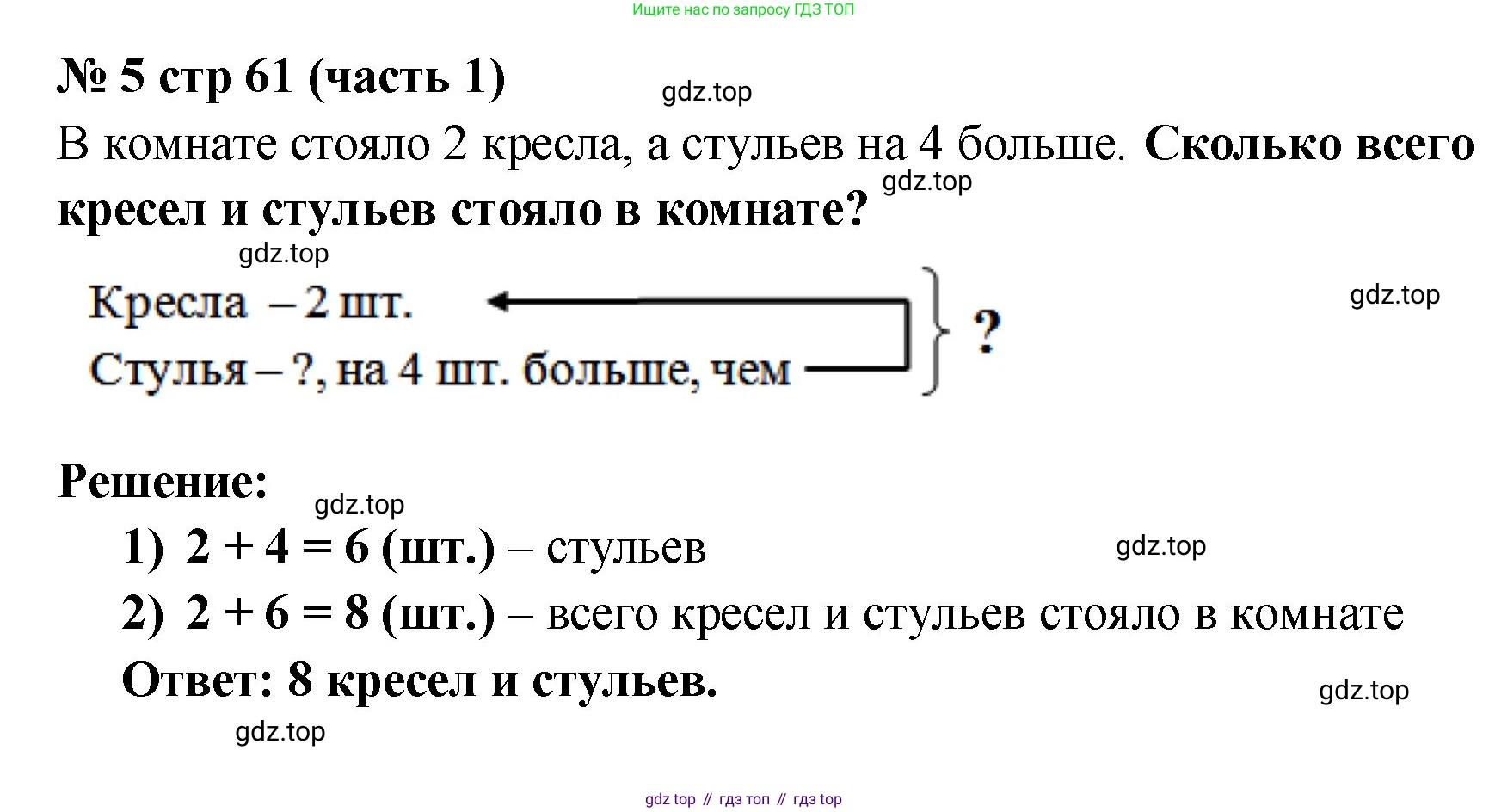 Математика, 2 класс Учебник, авторы: Моро Мария Игнатьевна, Бантова Мария Александровна, Бельтюкова Галина Васильевна, Волкова Светлана Ивановна, Степанова Светлана Вячеславовна, издательство Просвещение, Москва, 2023, белого цвета, Часть 1, страница 61, номер 5, Решение