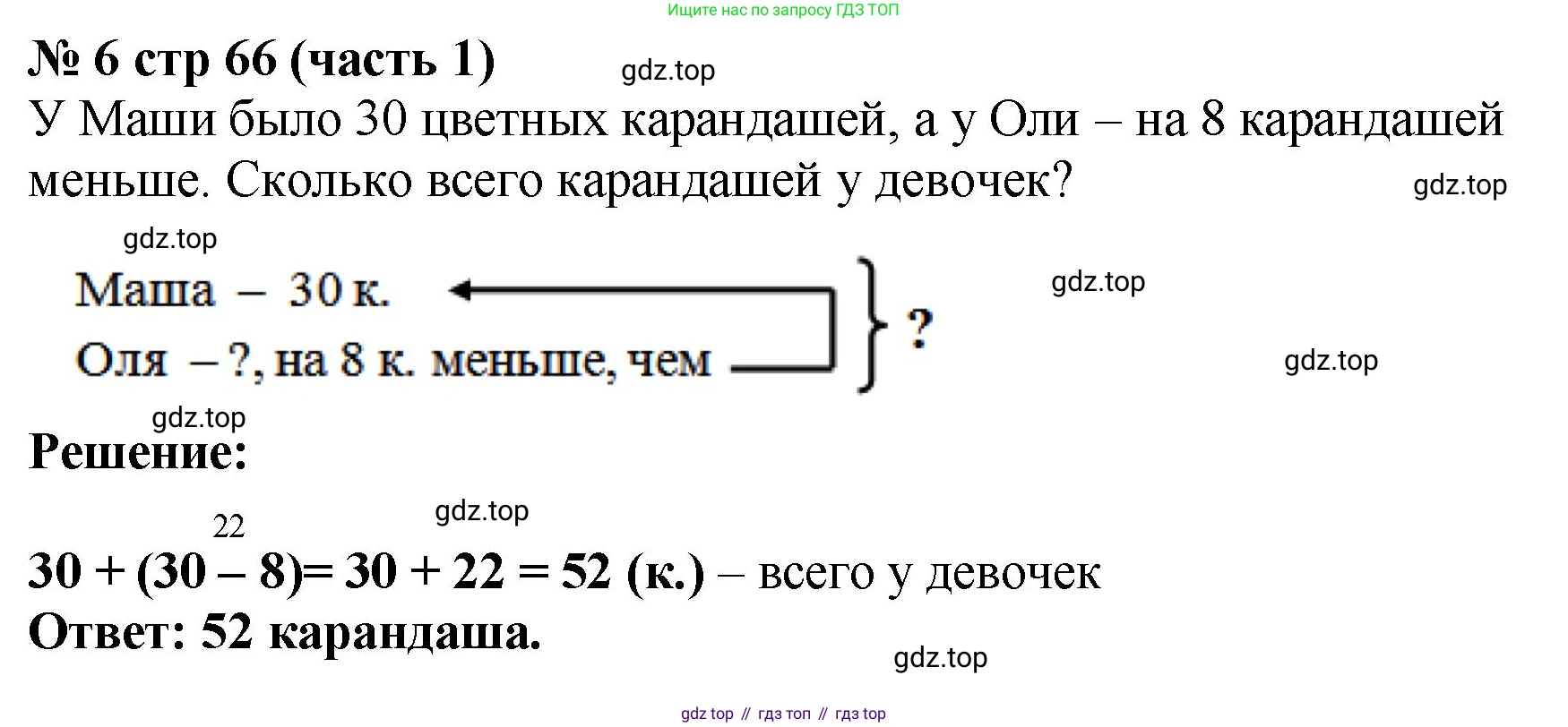 Математика, 2 класс Учебник, авторы: Моро Мария Игнатьевна, Бантова Мария Александровна, Бельтюкова Галина Васильевна, Волкова Светлана Ивановна, Степанова Светлана Вячеславовна, издательство Просвещение, Москва, 2023, белого цвета, Часть 1, страница 66, номер 6, Решение