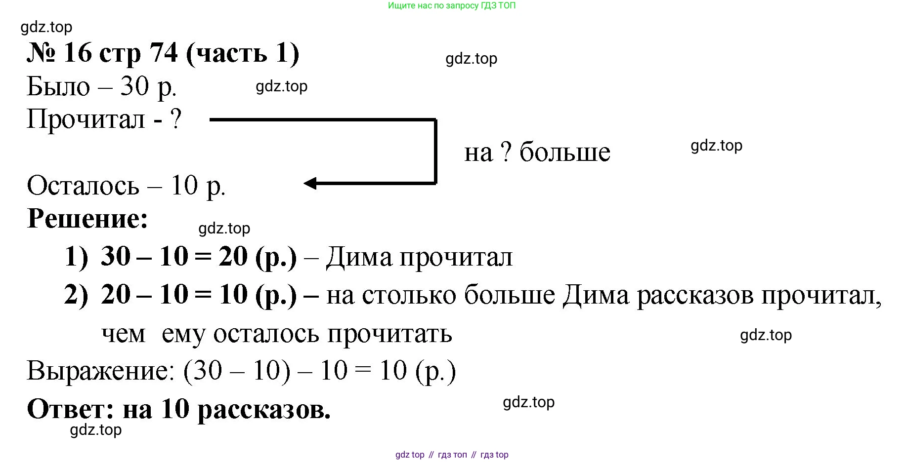 Математика, 2 класс Учебник, авторы: Моро Мария Игнатьевна, Бантова Мария Александровна, Бельтюкова Галина Васильевна, Волкова Светлана Ивановна, Степанова Светлана Вячеславовна, издательство Просвещение, Москва, 2023, белого цвета, Часть 1, страница 74, номер 16, Решение