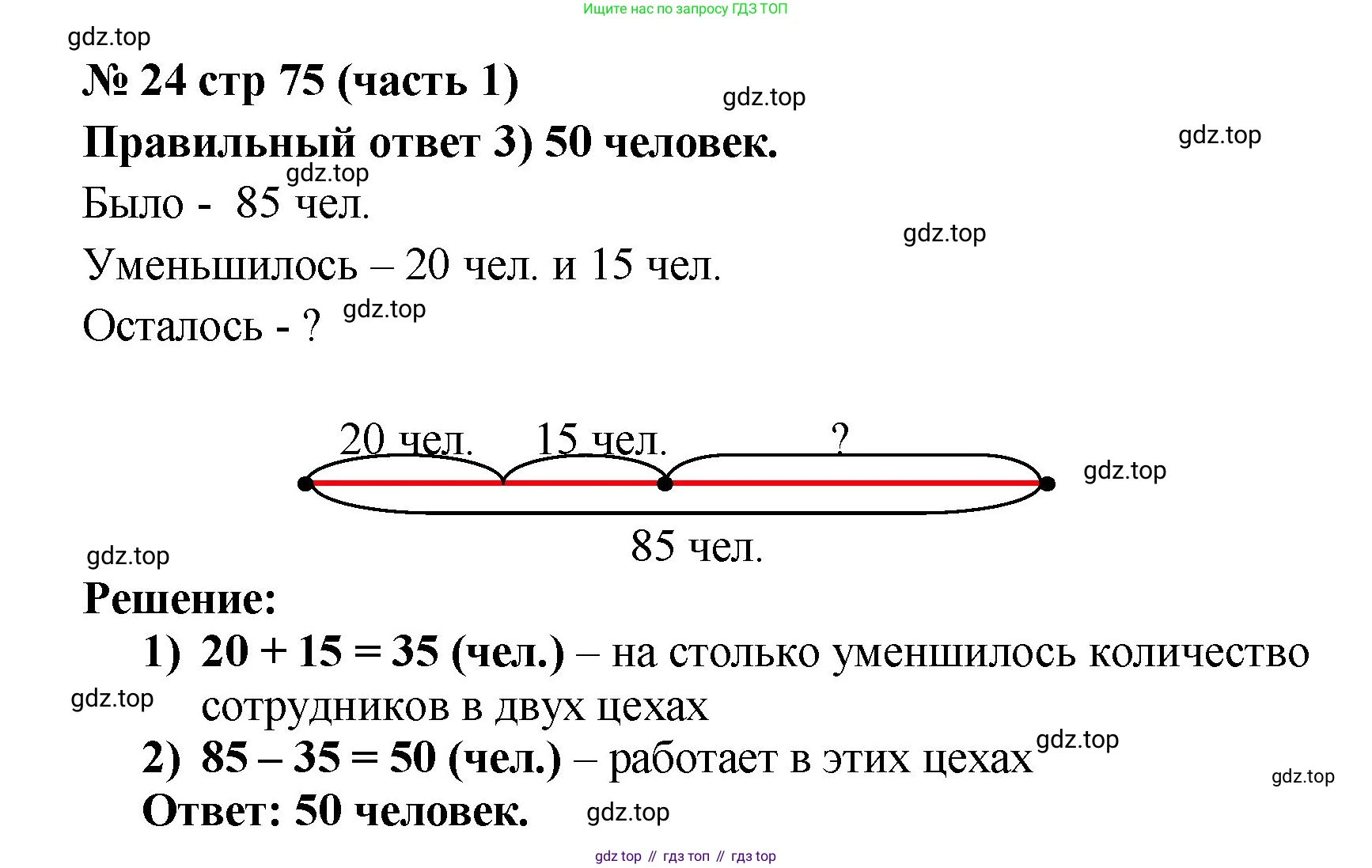 Математика, 2 класс Учебник, авторы: Моро Мария Игнатьевна, Бантова Мария Александровна, Бельтюкова Галина Васильевна, Волкова Светлана Ивановна, Степанова Светлана Вячеславовна, издательство Просвещение, Москва, 2023, белого цвета, Часть 1, страница 75, номер 24, Решение