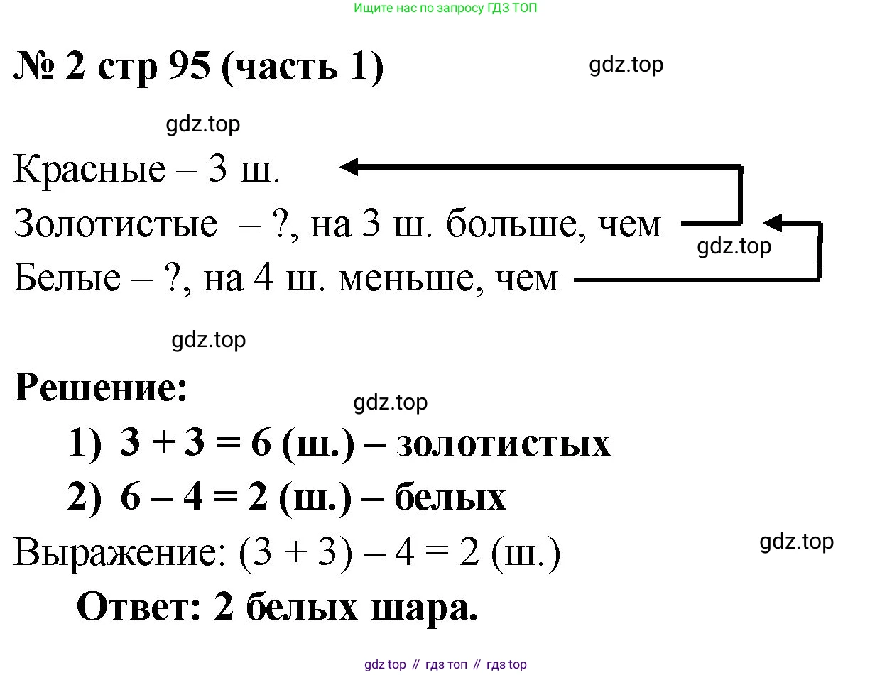 Математика, 2 класс Учебник, авторы: Моро Мария Игнатьевна, Бантова Мария Александровна, Бельтюкова Галина Васильевна, Волкова Светлана Ивановна, Степанова Светлана Вячеславовна, издательство Просвещение, Москва, 2023, белого цвета, Часть 1, страница 95, номер 2, Решение