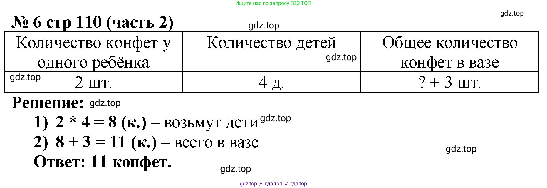 Математика, 2 класс Учебник, авторы: Моро Мария Игнатьевна, Бантова Мария Александровна, Бельтюкова Галина Васильевна, Волкова Светлана Ивановна, Степанова Светлана Вячеславовна, издательство Просвещение, Москва, 2023, белого цвета, Часть 2, страница 110, номер 6, Решение