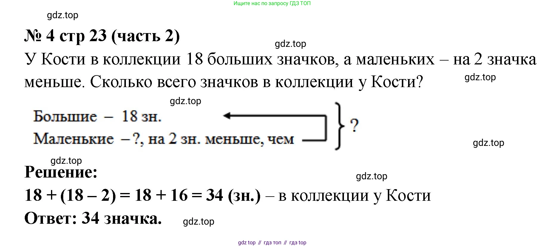 Математика, 2 класс Учебник, авторы: Моро Мария Игнатьевна, Бантова Мария Александровна, Бельтюкова Галина Васильевна, Волкова Светлана Ивановна, Степанова Светлана Вячеславовна, издательство Просвещение, Москва, 2023, белого цвета, Часть 2, страница 23, номер 4, Решение