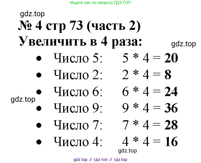 Математика, 2 класс Учебник, авторы: Моро Мария Игнатьевна, Бантова Мария Александровна, Бельтюкова Галина Васильевна, Волкова Светлана Ивановна, Степанова Светлана Вячеславовна, издательство Просвещение, Москва, 2023, белого цвета, Часть 2, страница 73, номер 4, Решение