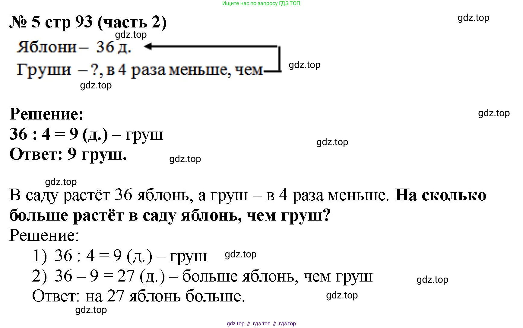 Математика, 2 класс Учебник, авторы: Моро Мария Игнатьевна, Бантова Мария Александровна, Бельтюкова Галина Васильевна, Волкова Светлана Ивановна, Степанова Светлана Вячеславовна, издательство Просвещение, Москва, 2023, белого цвета, Часть 2, страница 93, номер 5, Решение