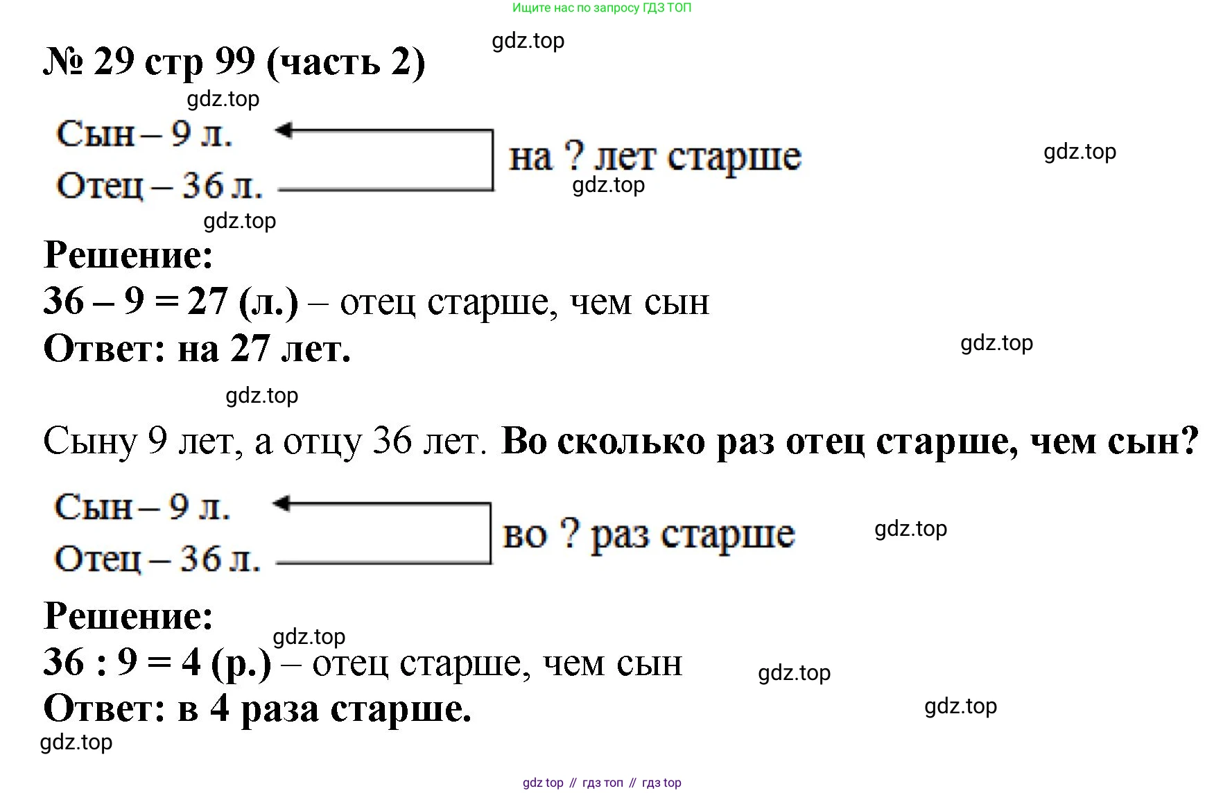 ГДЗ Математика, 2 класс Учебник, авторы: Моро Мария Игнатьевна, Бантова Мария Александровна, Бельтюкова Галина Васильевна, Волкова Светлана Ивановна, Степанова Светлана Вячеславовна, издательство Просвещение, Москва, 2023, белого цвета, Часть 2, страница 99, номер 29, Решение