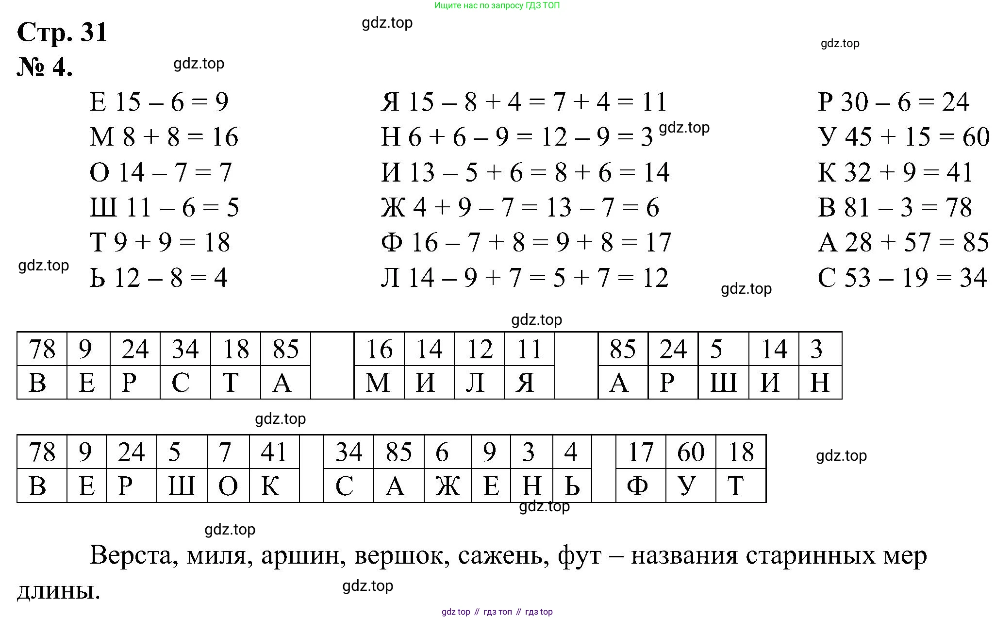 ГДЗ Математика, 2 класс рабочая тетрадь, автор: Петерсон Людмила Георгиевна, издательство Просвещение, Москва, 2023, голубого цвета, Часть 1, страница 31, номер 4, Решение