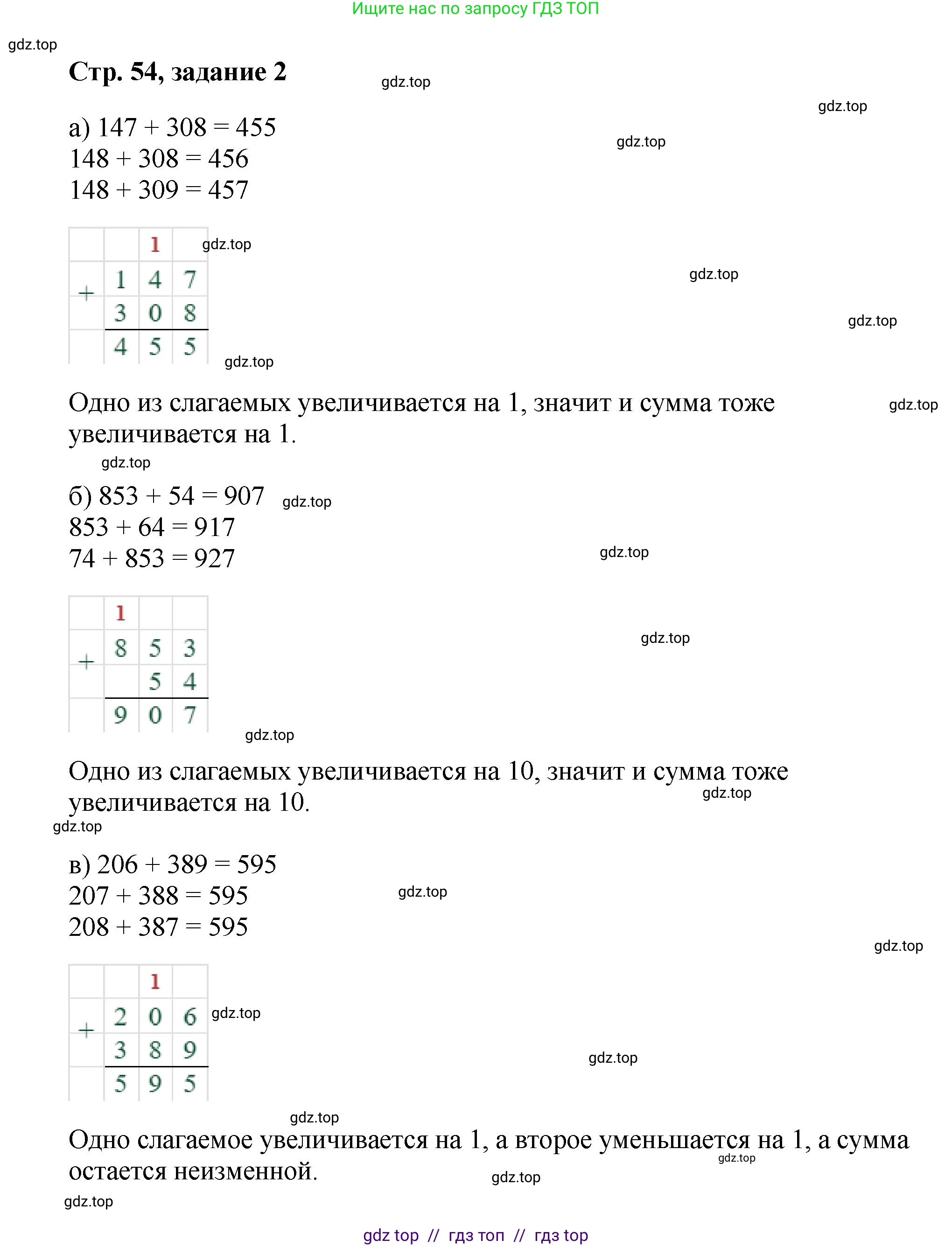 Математика, 2 класс Учебник, автор: Петерсон Людмила Георгиевна, издательство Просвещение, Москва, 2024, голубого цвета, Часть 1, страница 54, номер 2, Решение