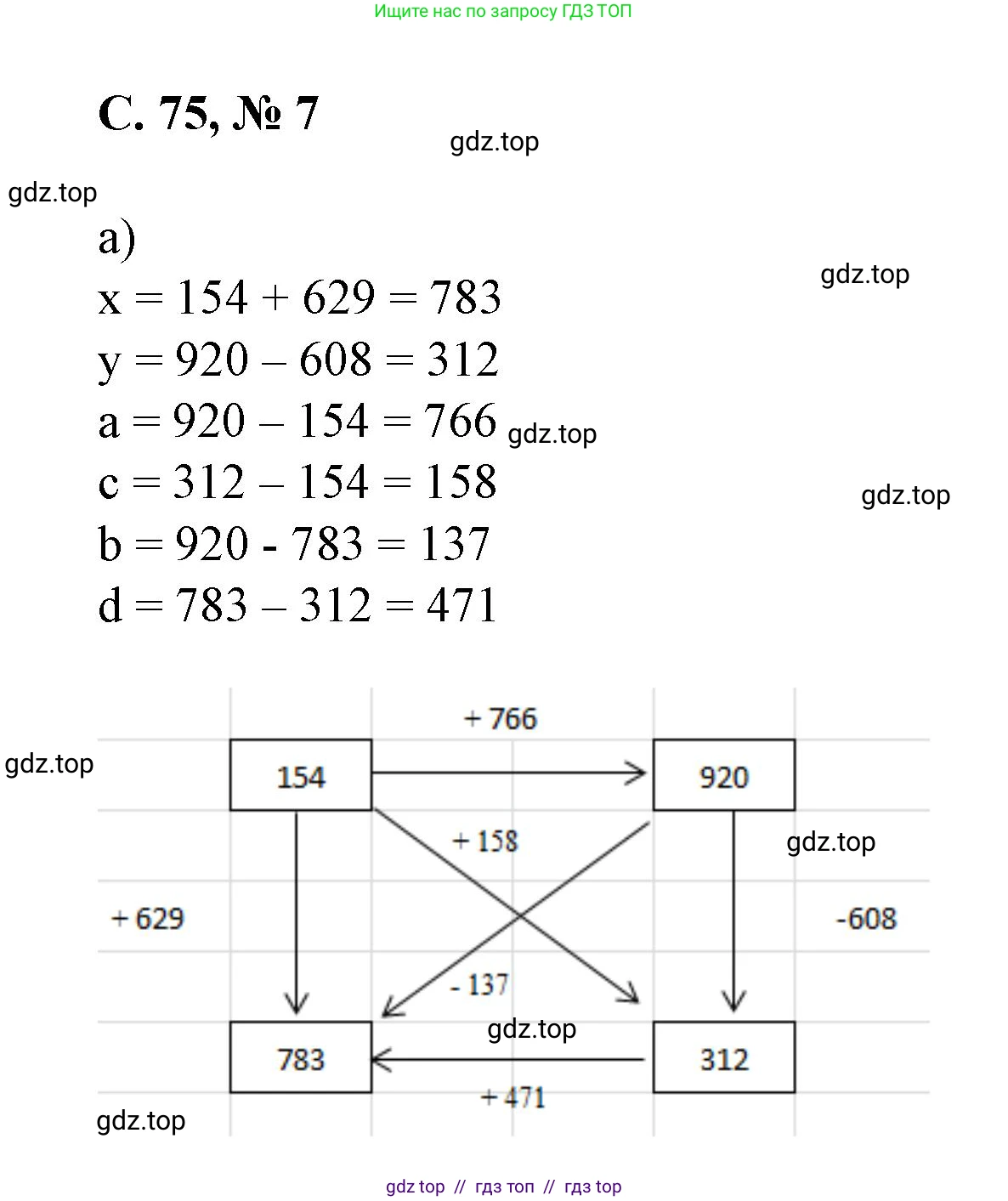 Математика, 2 класс Учебник, автор: Петерсон Людмила Георгиевна, издательство Просвещение, Москва, 2024, голубого цвета, Часть 2, страница 75, номер 7, Решение
