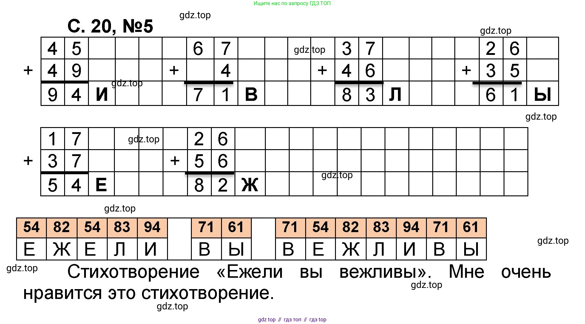 Математика, 2 класс учебное пособие - тетрадь, автор: Петерсон Людмила Георгиевна, издательство Просвещение, Москва, 2023, голубого цвета, Часть 1, страница 20, номер 5, Решение 2020-2022