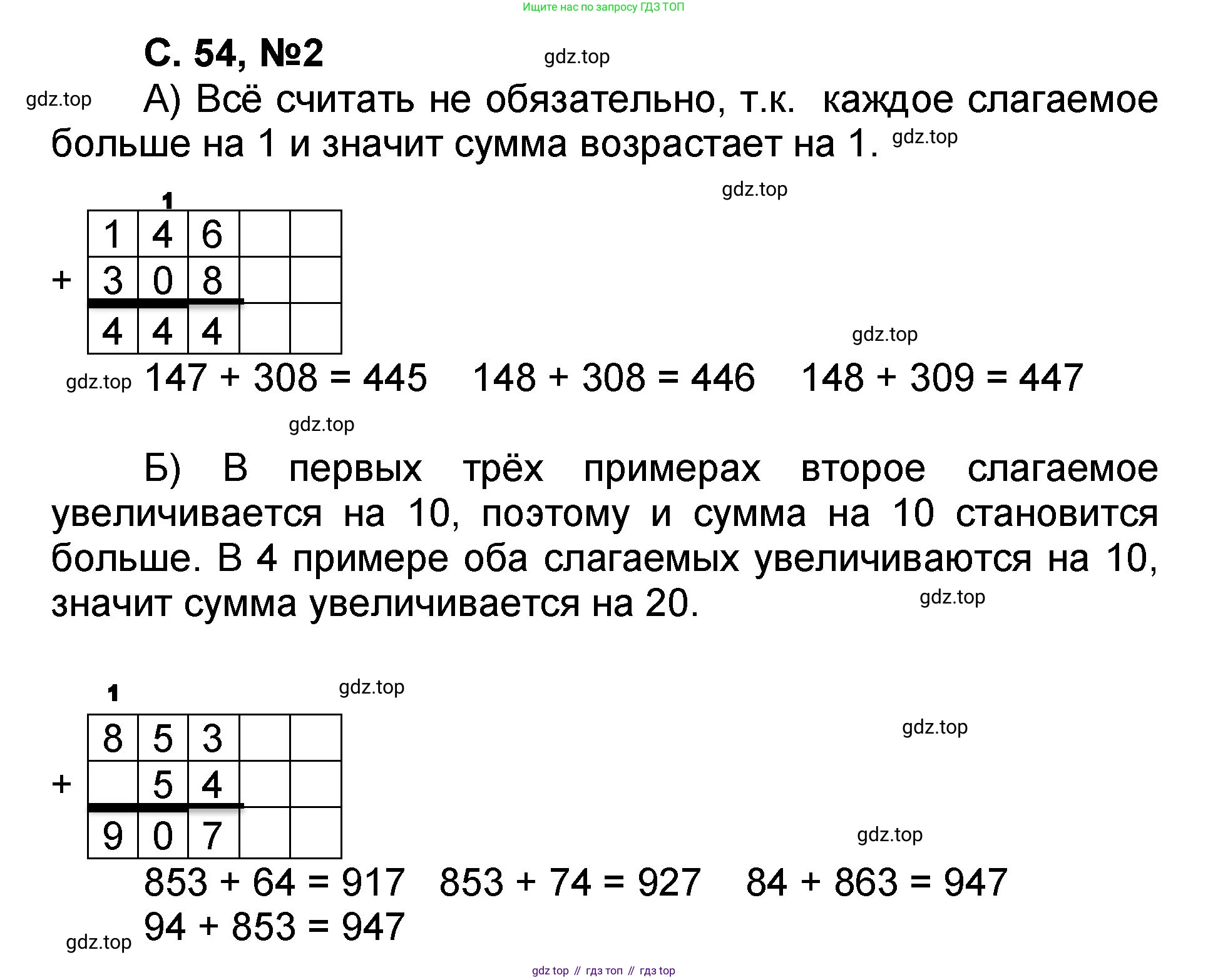 Математика, 2 класс учебное пособие - тетрадь, автор: Петерсон Людмила Георгиевна, издательство Просвещение, Москва, 2023, голубого цвета, Часть 1, страница 54, номер 2, Решение 2020-2022