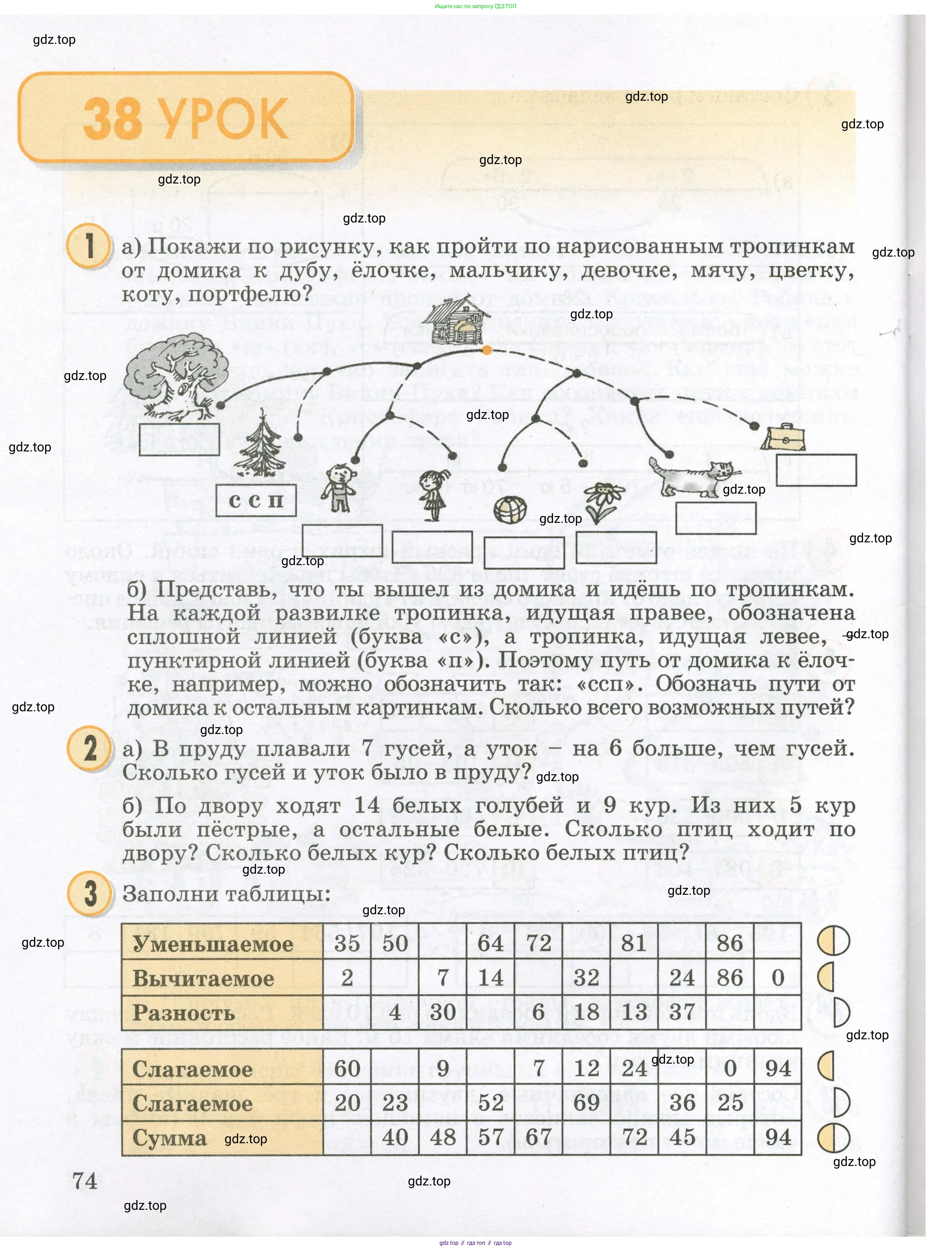 Математика, 2 класс учебное пособие - тетрадь, автор: Петерсон Людмила Георгиевна, издательство Просвещение, Москва, 2023, голубого цвета, Часть 1, страница 74