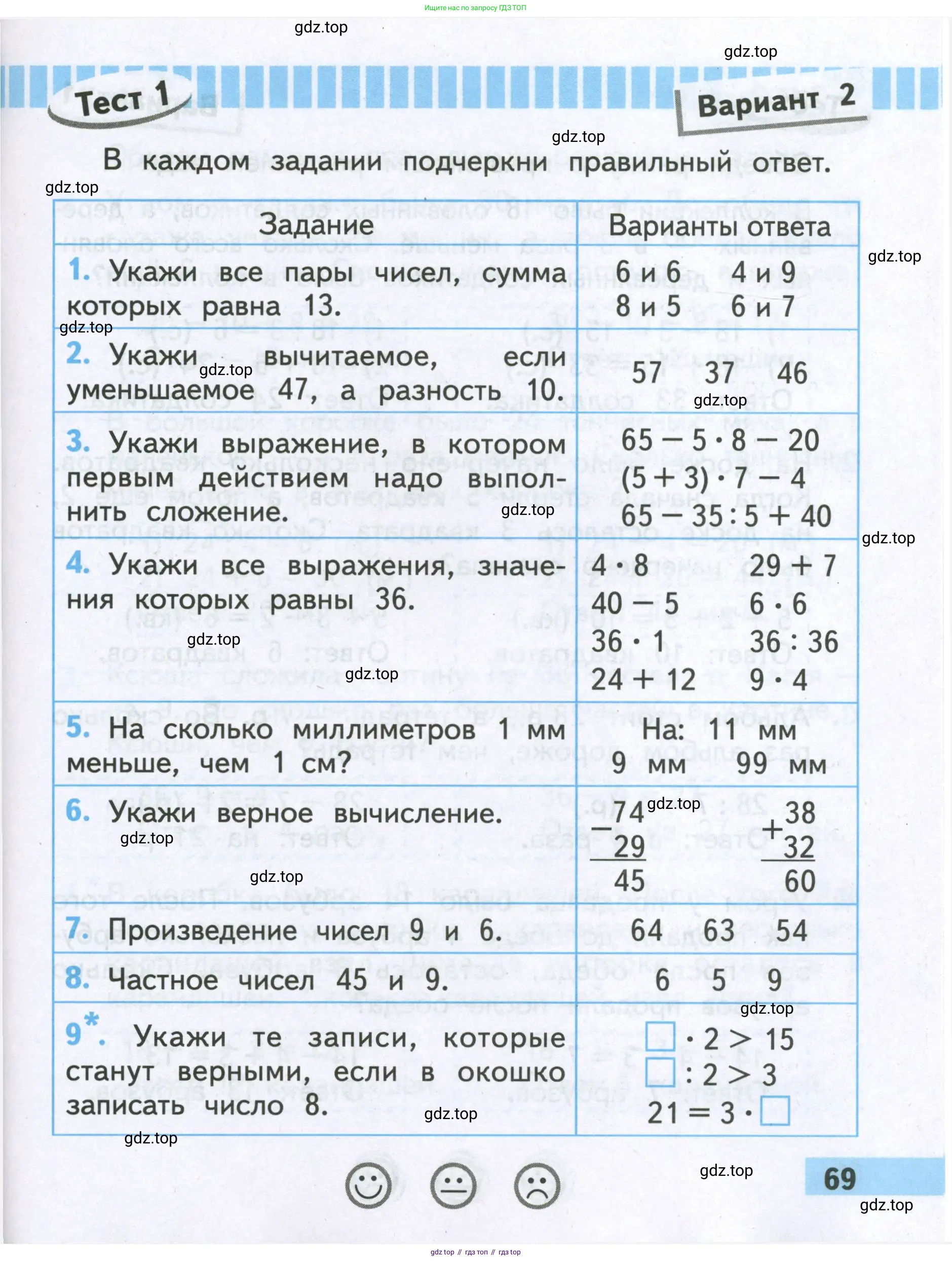 Математика, 2 класс Проверочные работы, автор: Волкова Светлана Ивановна, издательство Просвещение, Москва, 2023, белого цвета, страница 69