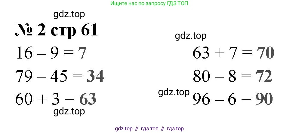 Математика, 2 класс Проверочные работы, автор: Волкова Светлана Ивановна, издательство Просвещение, Москва, 2023, белого цвета, страница 61, номер 2, Решение