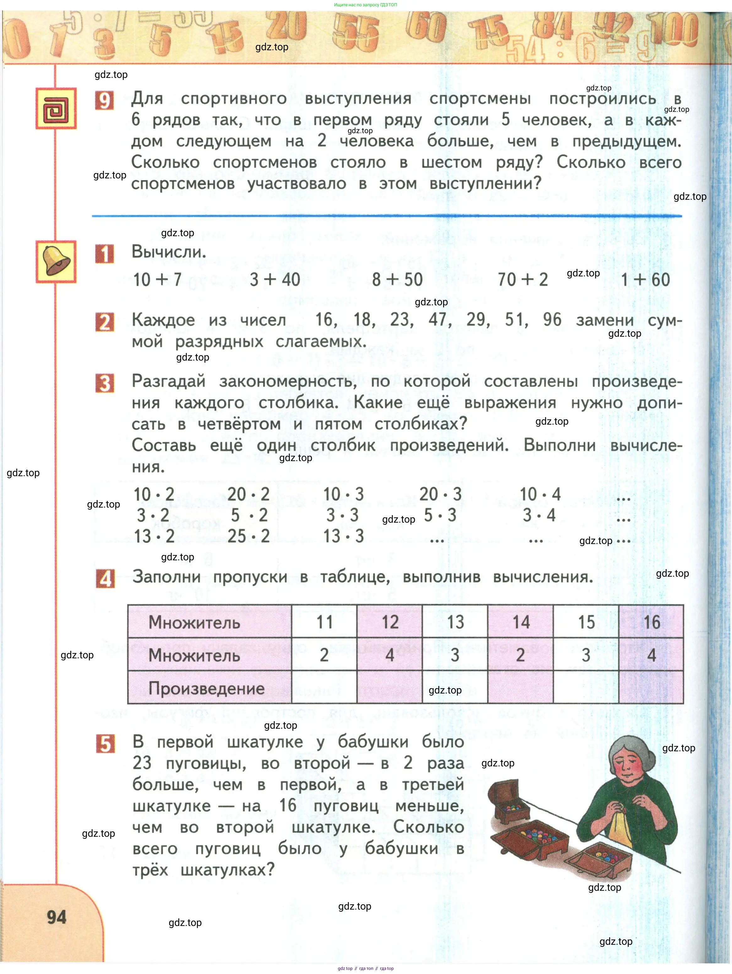 Математика, 3 класс Учебник, авторы: Дорофеев Георгий Владимирович, Миракова Татьяна Николаевна, Бука Татьяна Борисовна, издательство Просвещение, Москва, 2019 - 2023, белого цвета, Часть 1, страница 94
