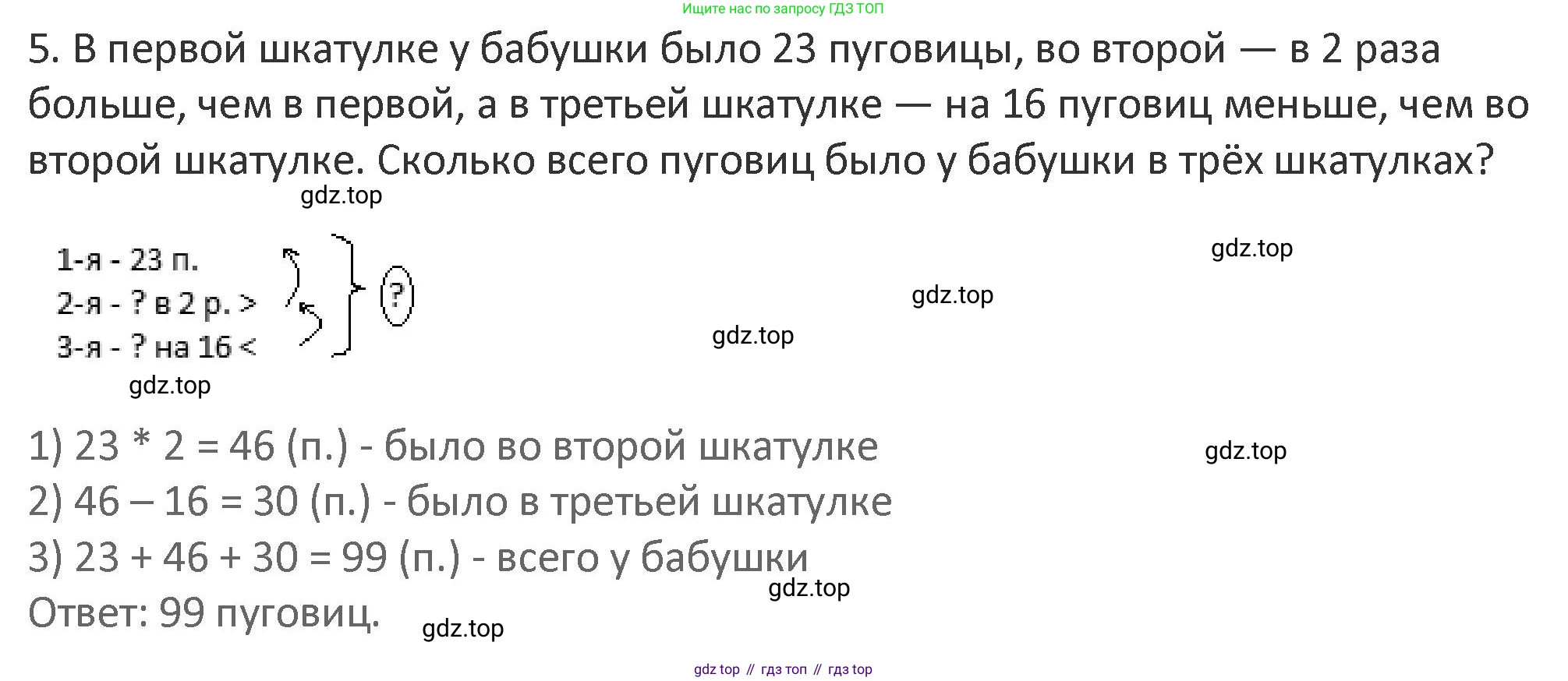 Математика, 3 класс Учебник, авторы: Дорофеев Георгий Владимирович, Миракова Татьяна Николаевна, Бука Татьяна Борисовна, издательство Просвещение, Москва, 2019 - 2023, белого цвета, Часть 1, страница 94, номер 5, Решение 2