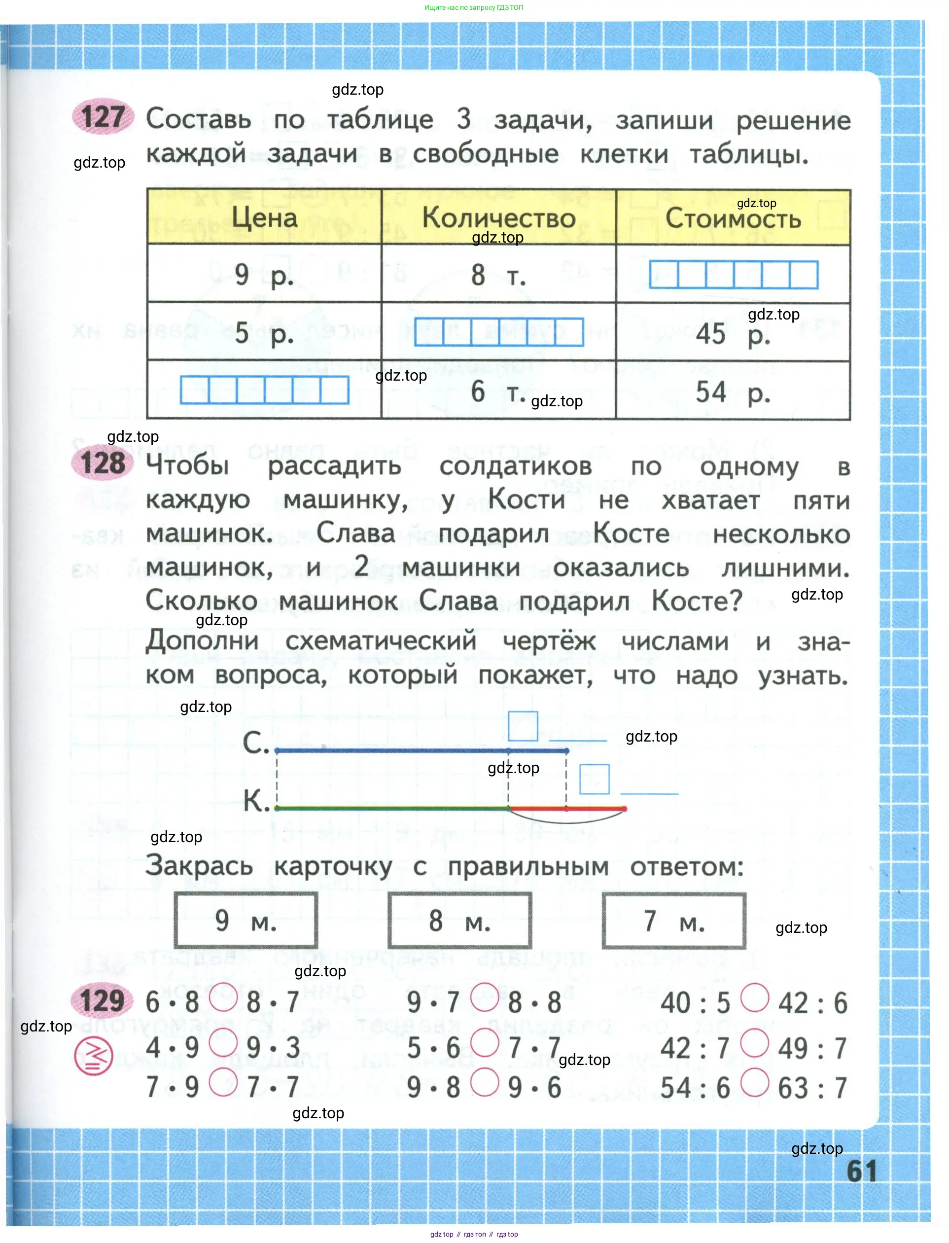 Математика, 3 класс рабочая тетрадь, авторы: Моро Мария Игнатьевна, Волкова Светлана Ивановна, издательство Просвещение, Москва, 2024, белого цвета, Часть 1, страница 61