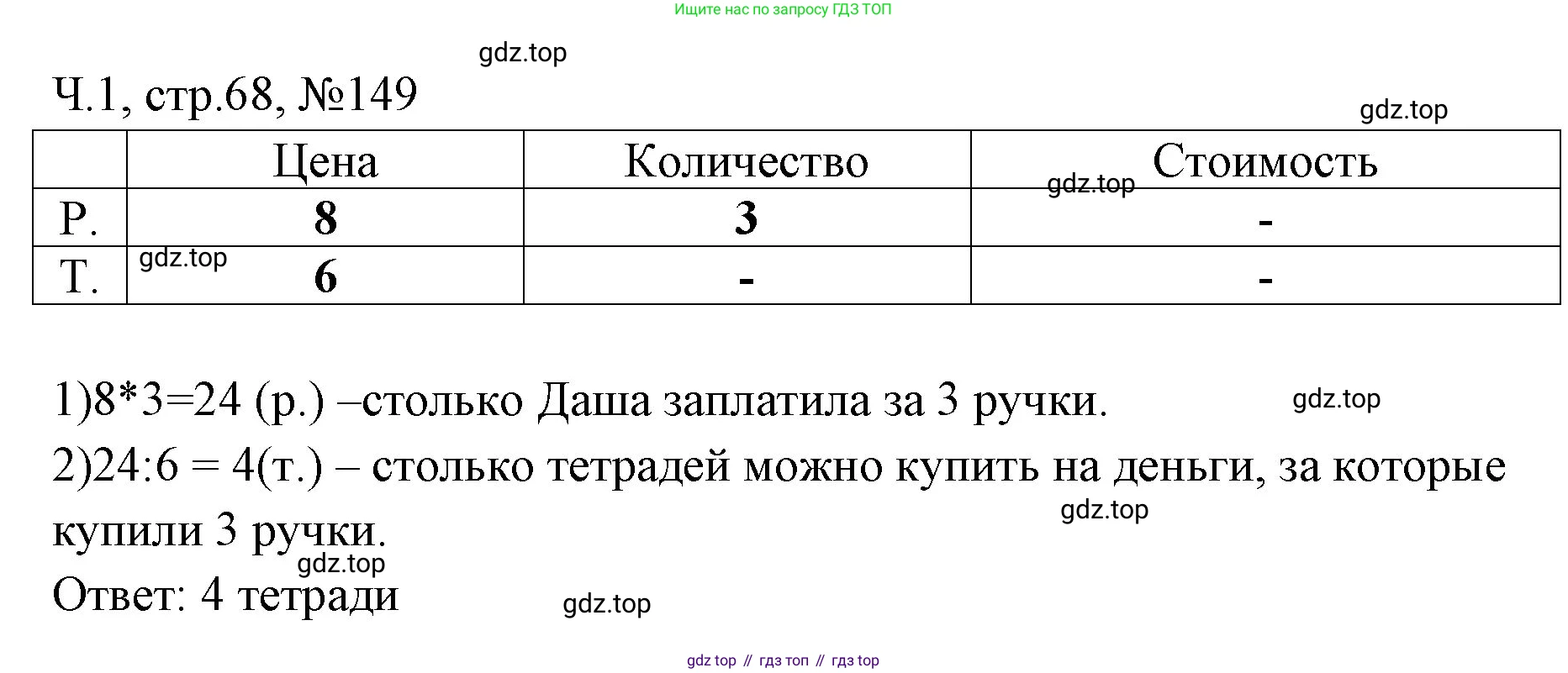 Математика, 3 класс рабочая тетрадь, авторы: Моро Мария Игнатьевна, Волкова Светлана Ивановна, издательство Просвещение, Москва, 2024, белого цвета, Часть 1, страница 68, Решение