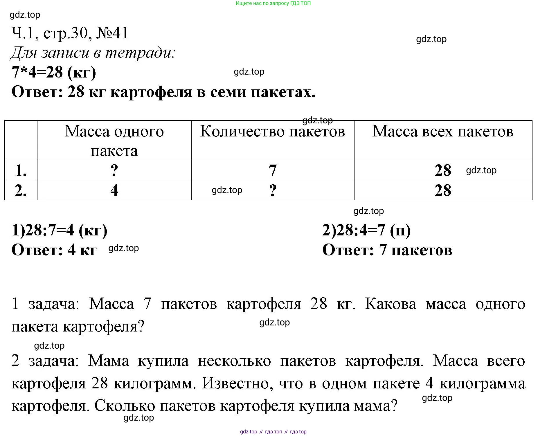 Математика, 3 класс рабочая тетрадь, авторы: Моро Мария Игнатьевна, Волкова Светлана Ивановна, издательство Просвещение, Москва, 2024, белого цвета, Часть 1, страница 30, Решение