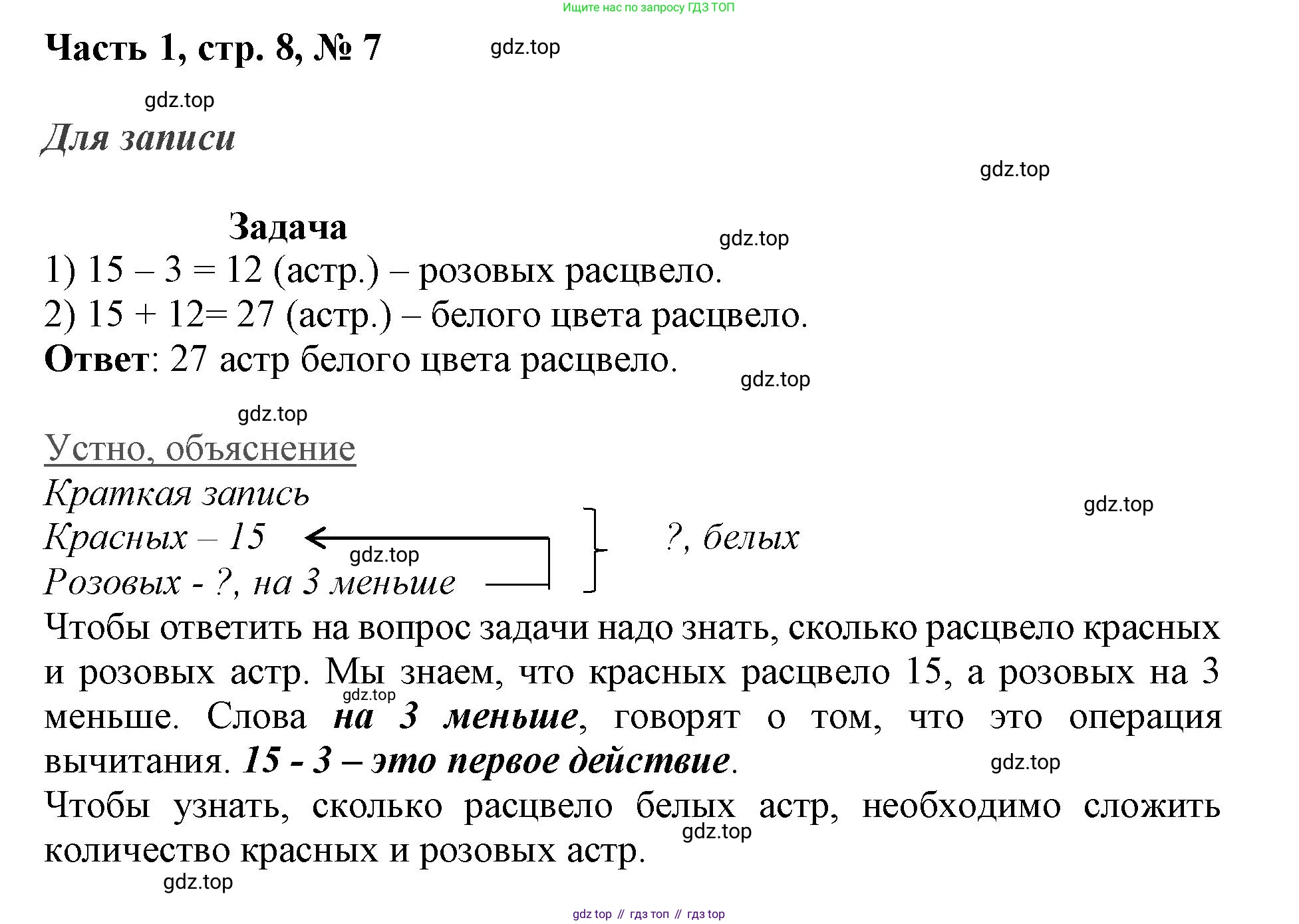 ГДЗ Математика, 3 класс Учебник, авторы: Моро Мария Игнатьевна, Бантова Мария Александровна, Бельтюкова Галина Васильевна, Волкова Светлана Ивановна, Степанова Светлана Вячеславовна, издательство Просвещение, Москва, 2023, белого цвета, Часть 1, страница 8, номер 7, Решение